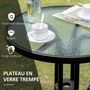 Voir la diapositive 4 : OUTSUNNY Salon de jardin bistro 2 chaises pliables - table ronde dim. Ø60 x 70H cm - plateau verre trempé métal époxy textilène noir