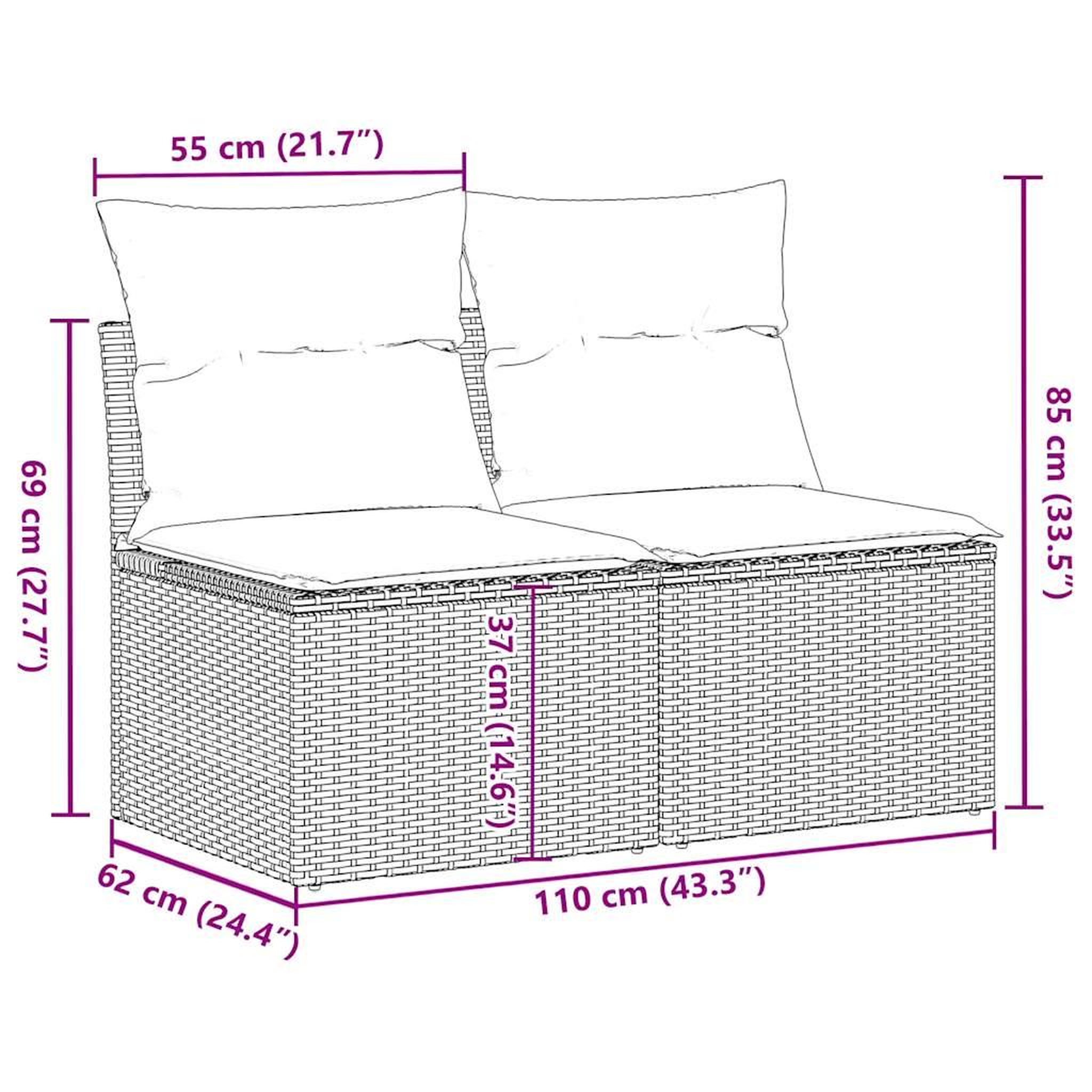 Voir la diapositive 6 : VIDAXL Salon de jardin 2 pcs avec coussins gris resine tressee acacia