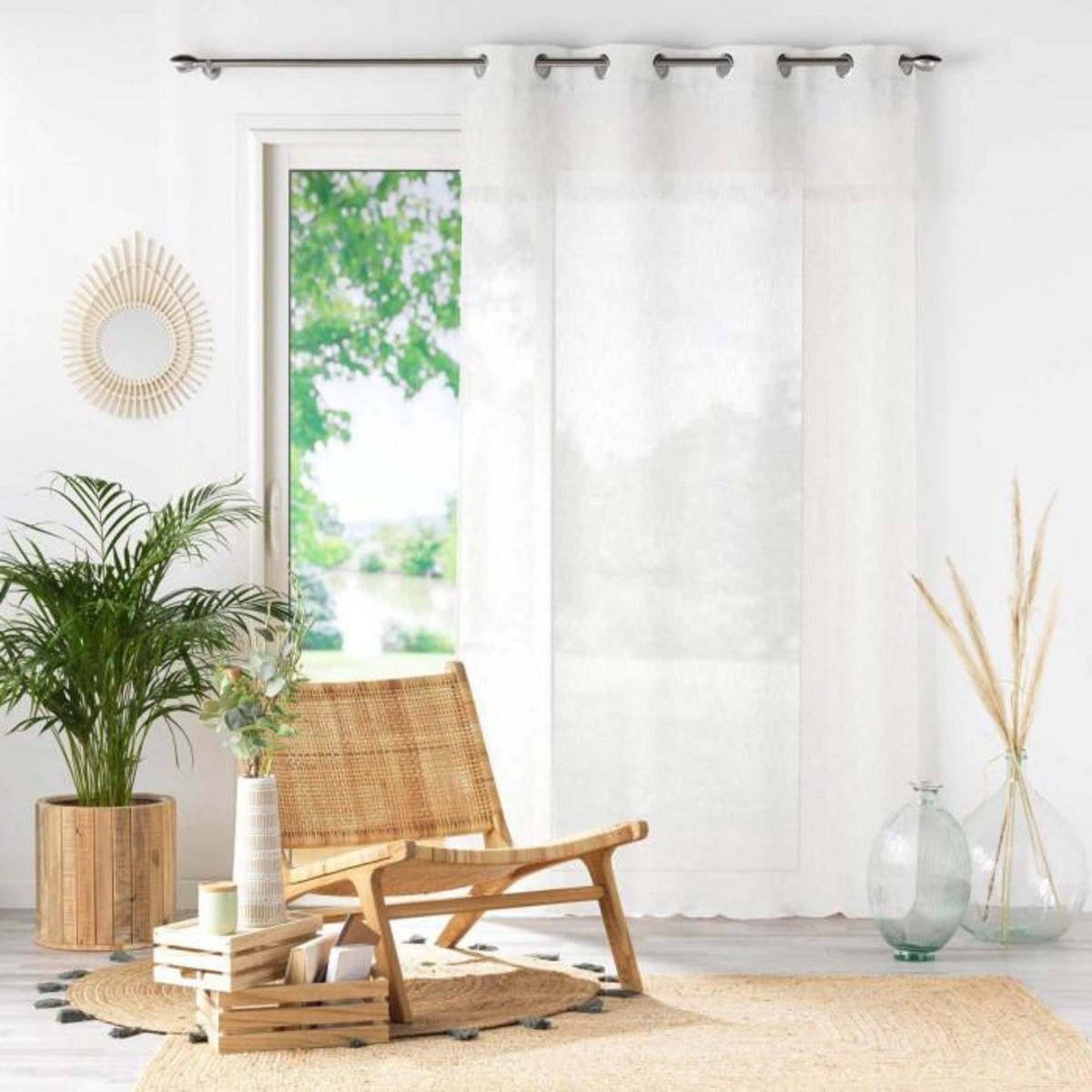 Paris Prix Rideau Voilage à Œillets  Eleania  140x240cm Blanc