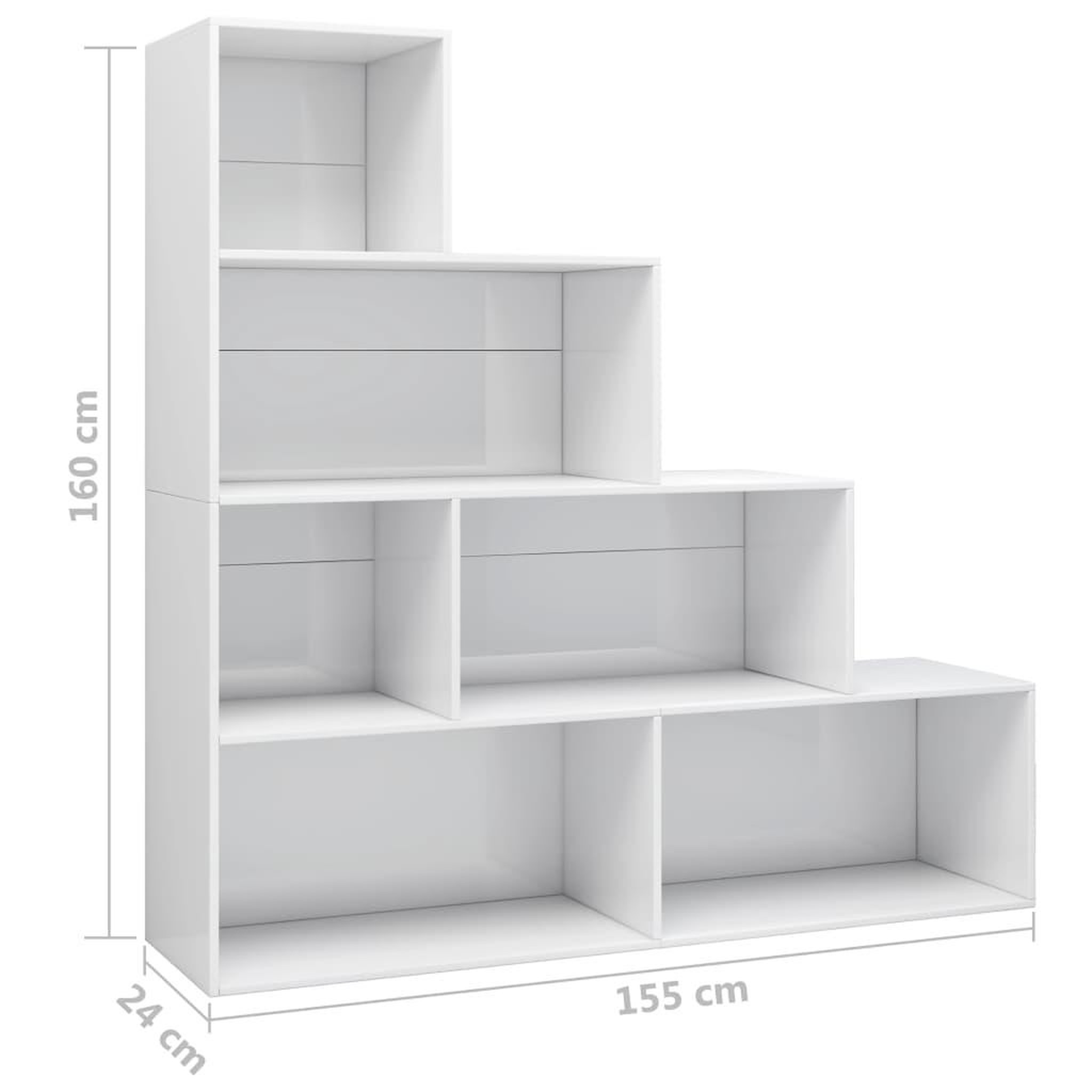 Voir la diapositive 6 : VIDAXL Bibliotheque/Separateur de piece Blanc brillant Bois ingenierie
