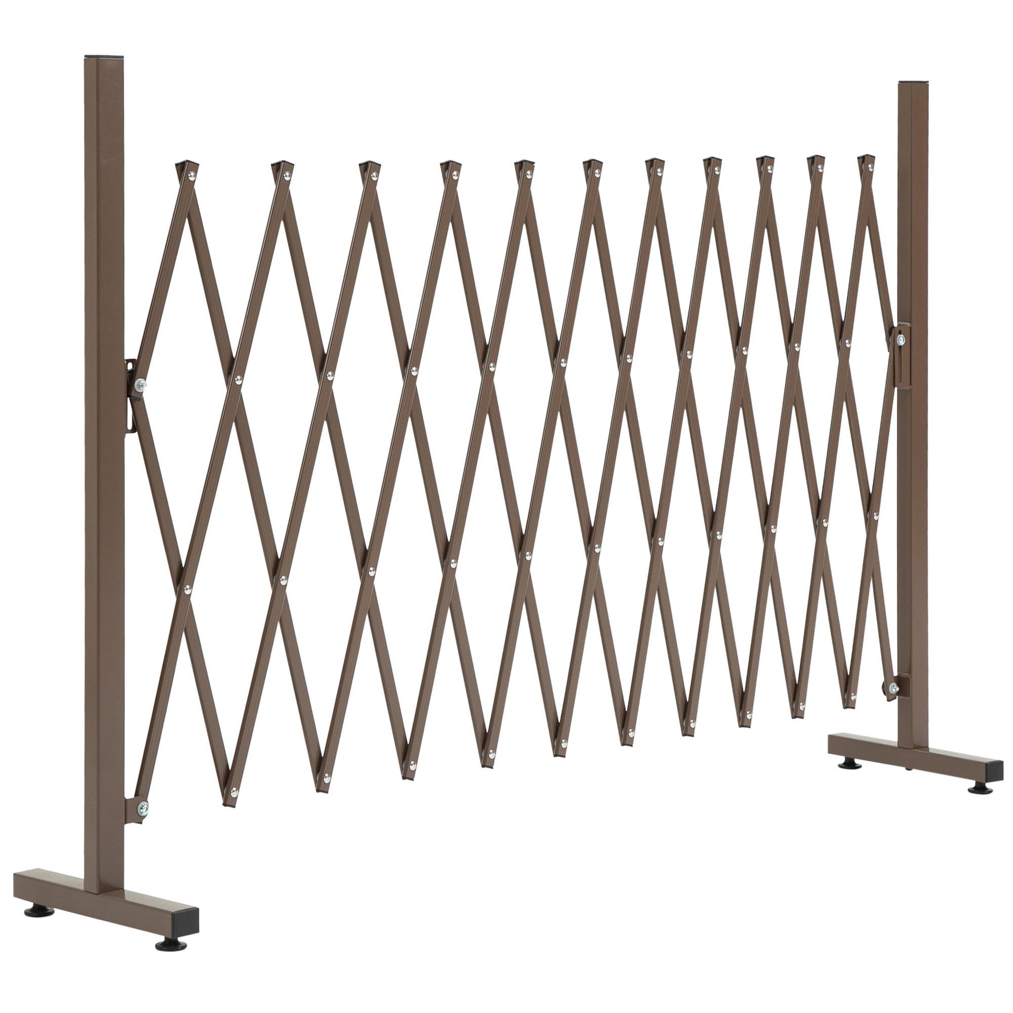 Voir la diapositive 1 : OUTSUNNY Barrière extensible rétractable barrière de sécurité 300L x 31l x 103H cm alu métal marron