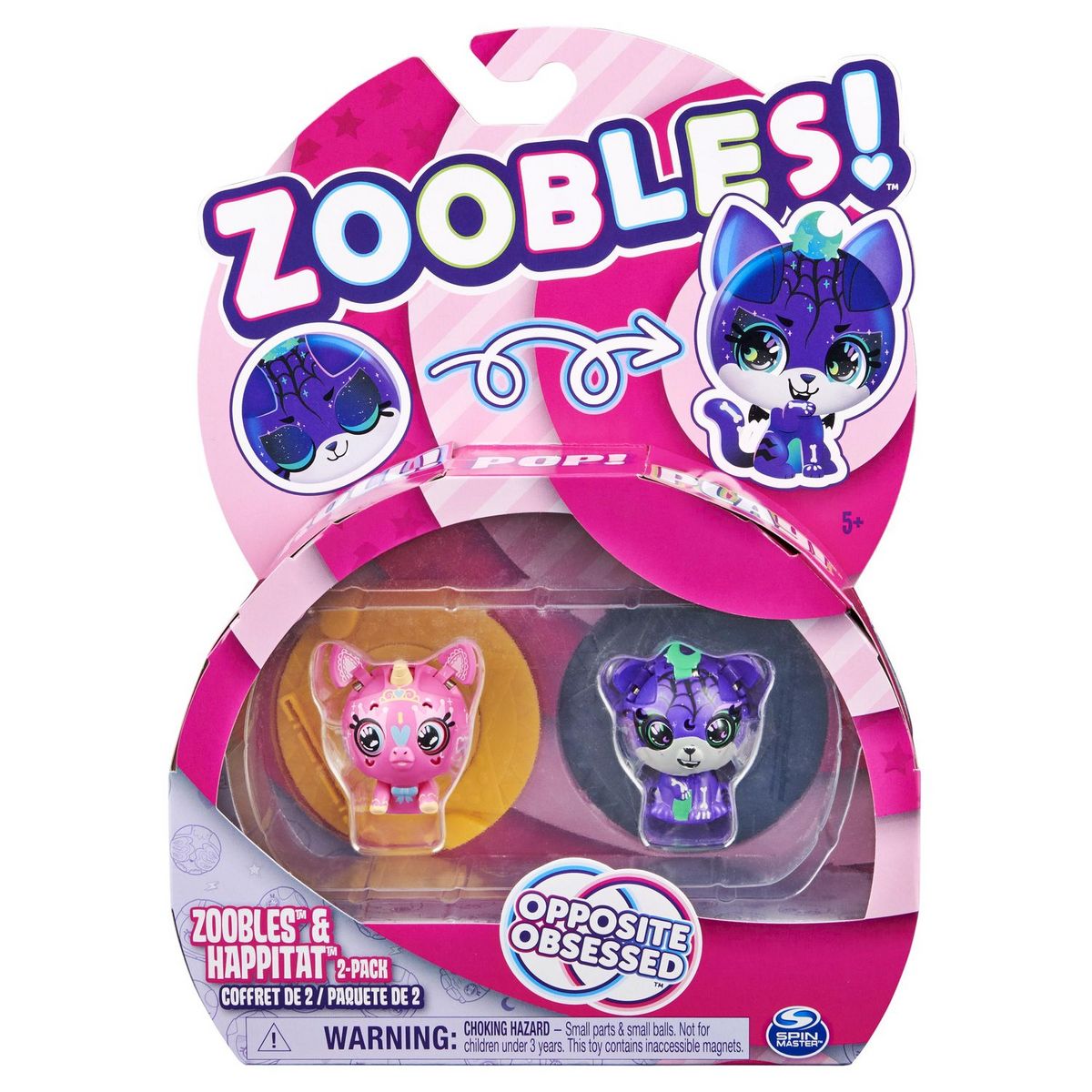 SPIN MASTER Figurine - Zoobles animaux - Pack de 2 - Violet et rose 