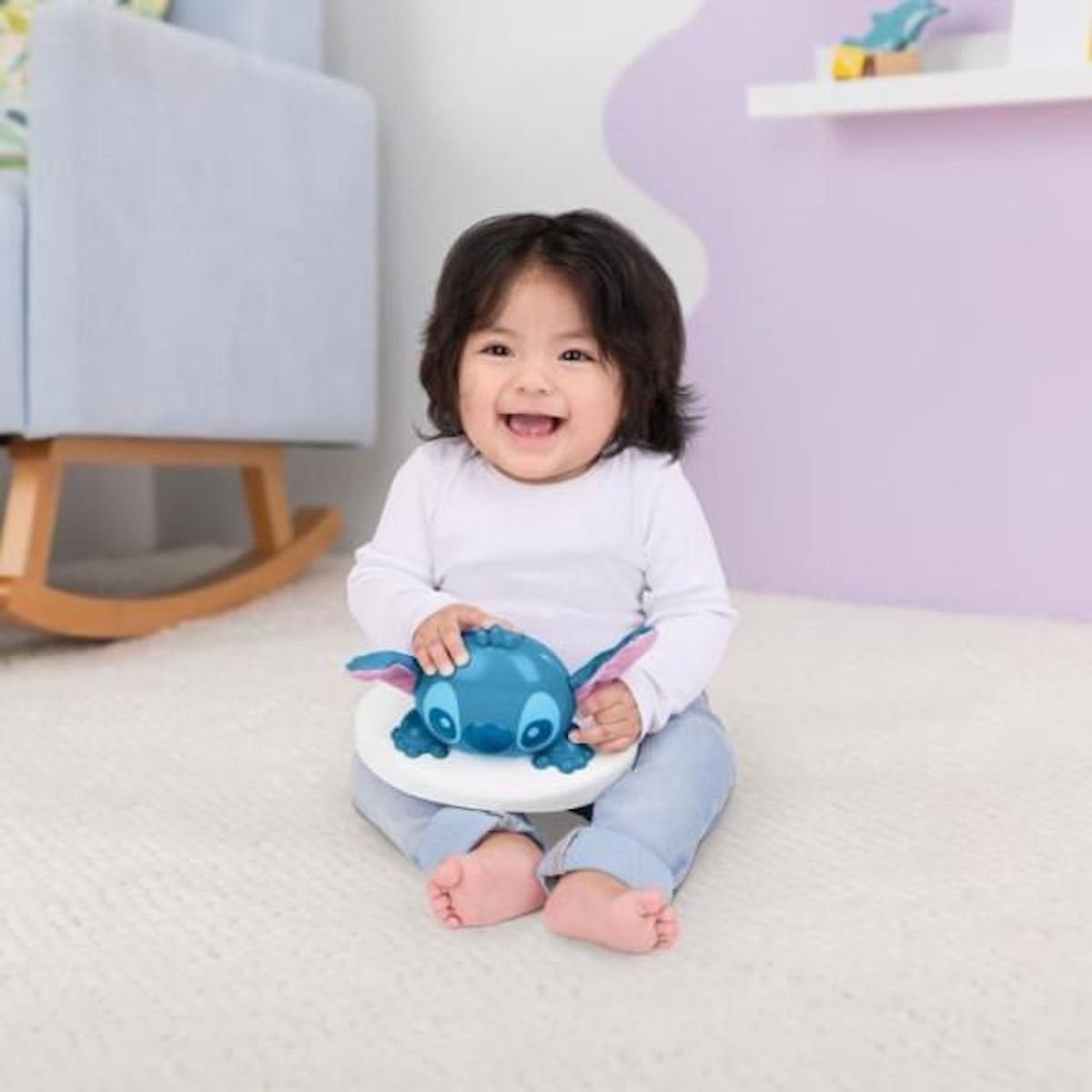 Bright Starts DISNEY BABY -STITCH- Aire d'éveil bébé multi-jouets, siege sauteur a rebonds évolutif, pivotant a 360° 10 jeux interactives