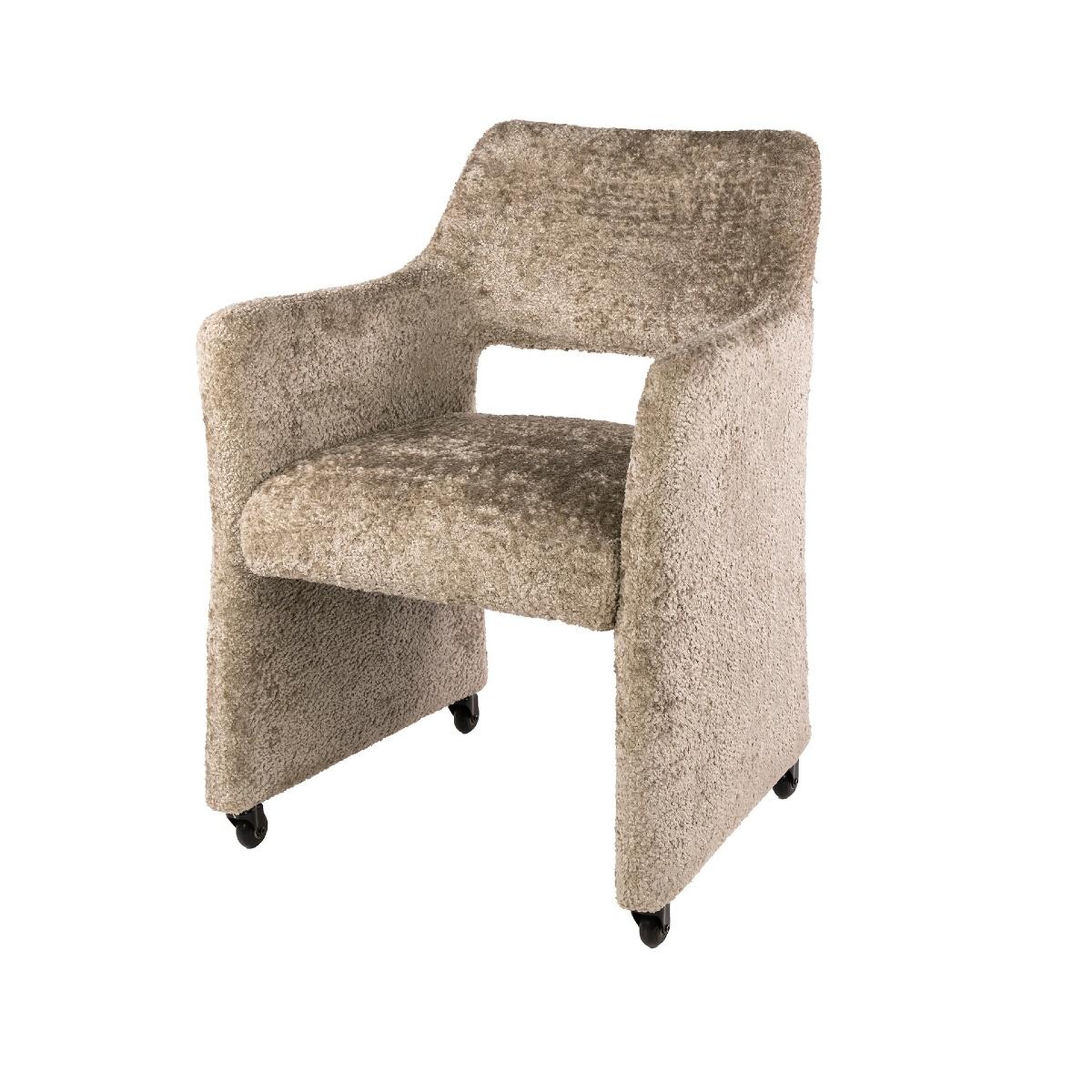 JLC KREATION Chaise-fauteuil en tissu beige avec roulettes ely (lot de 2)