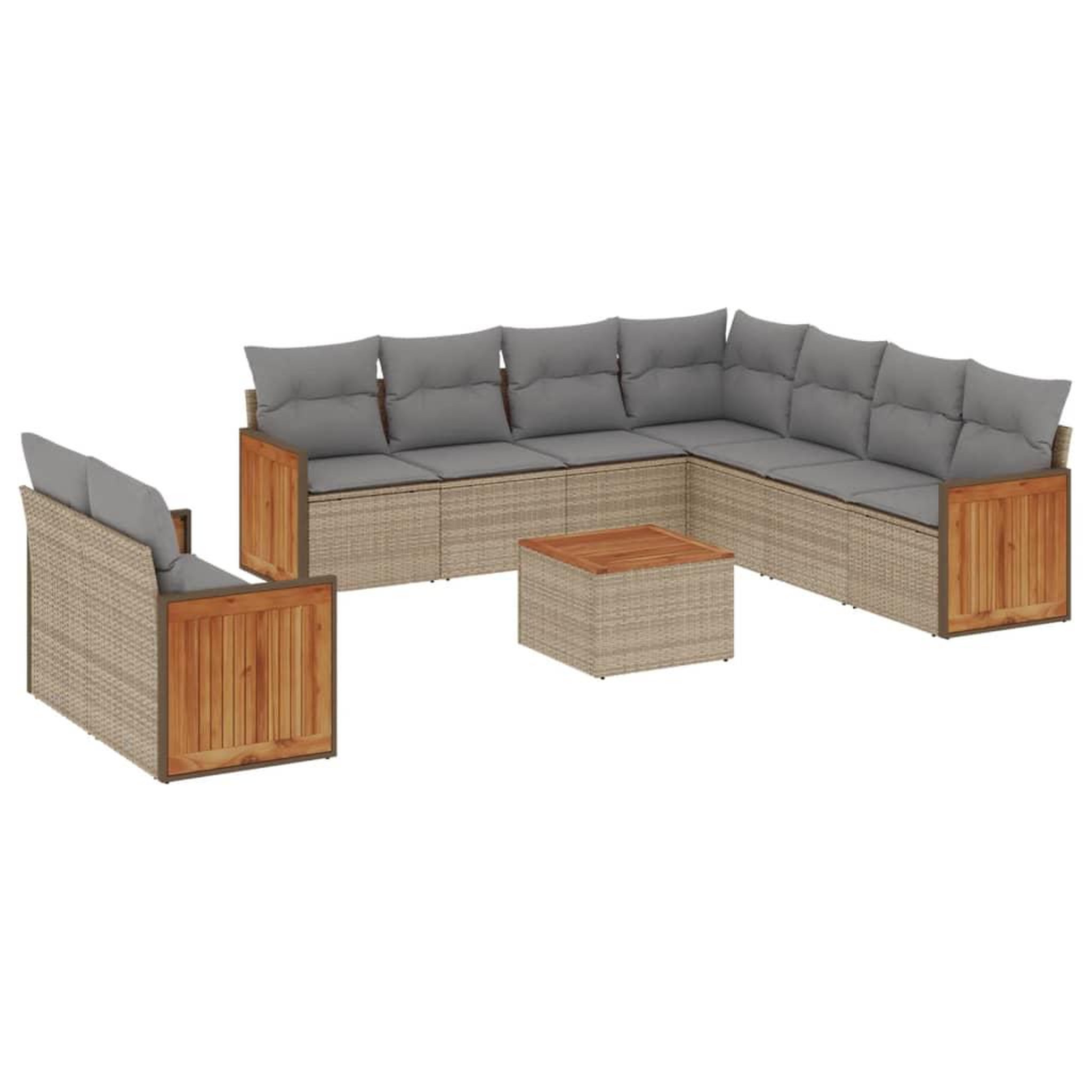 Voir la diapositive 2 : VIDAXL Salon de jardin avec coussins 10 pcs beige resine tressee