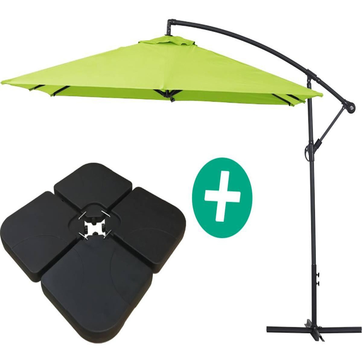 Habitat et Jardin Parasol jardin déporté Alu  Ilios 3  - Carré - 3 x 3 m - Vert - Dalles incluses
