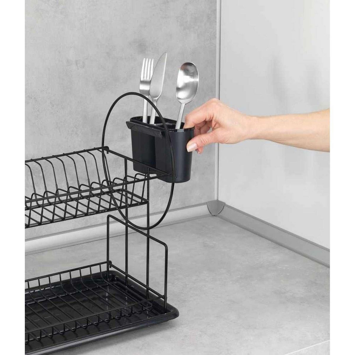 Wenko Égouttoir vaisselle à 2 niveaux - Noir