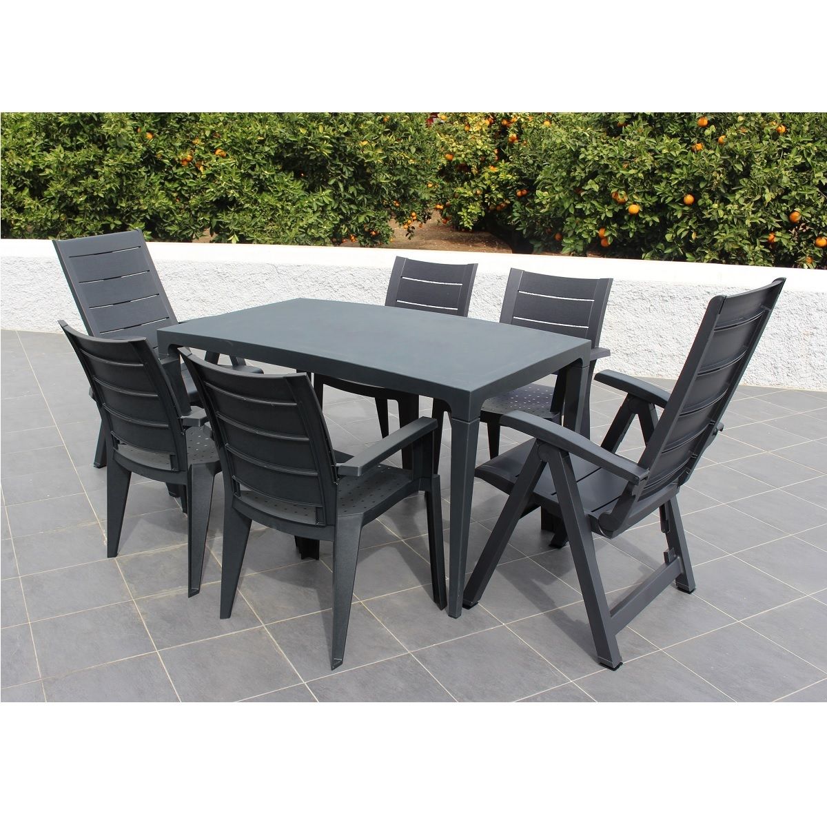 Fauteuil de jardin gris anthracite LEGNO