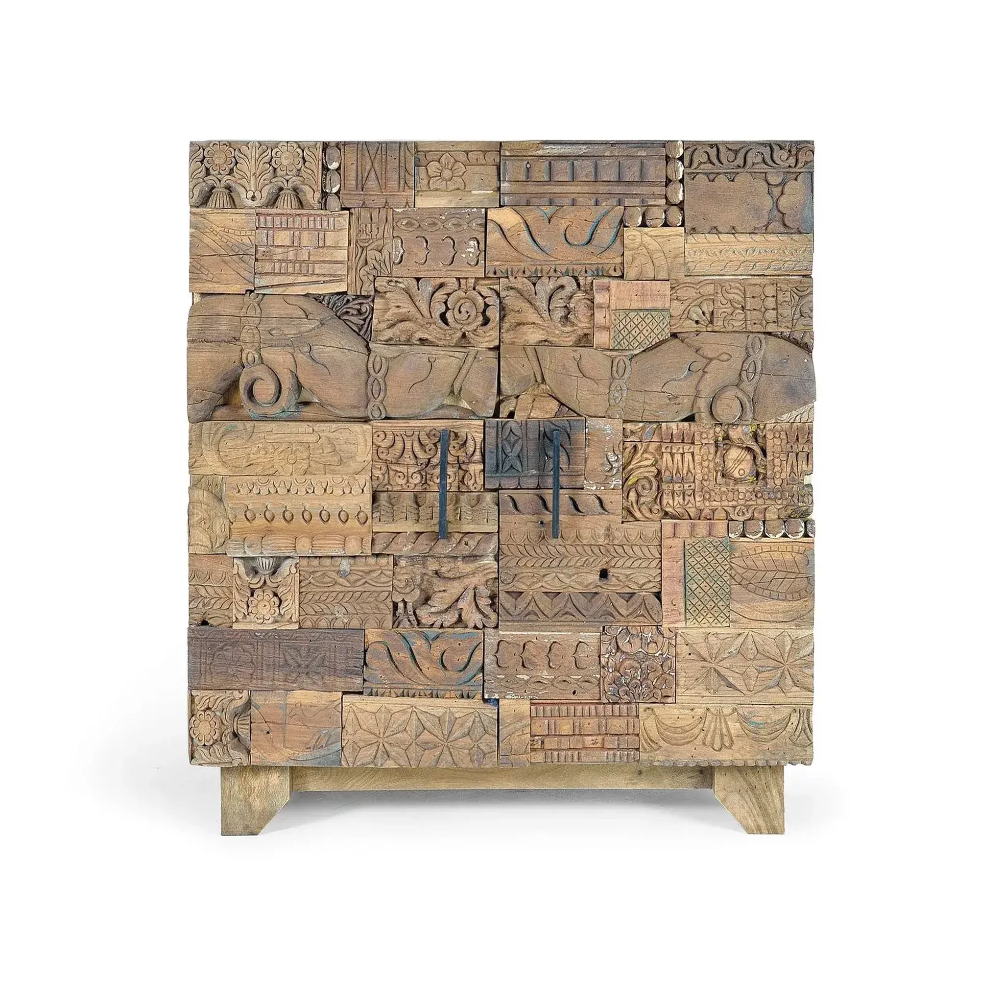 GINER Y COLOMER SL Buffet en bois de manguier et bois récupéré 90cm style boho ethnique sculpté