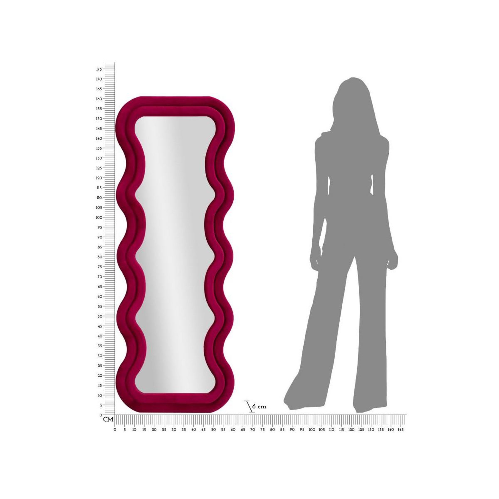 Voir la diapositive 6 : Paris Prix Miroir Mural en Velours  Emily  160cm Fuchsia