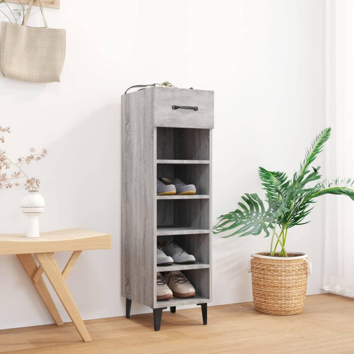 VIDAXL Meuble a chaussures Sonoma gris 30x35x105 cm Bois d'ingenierie