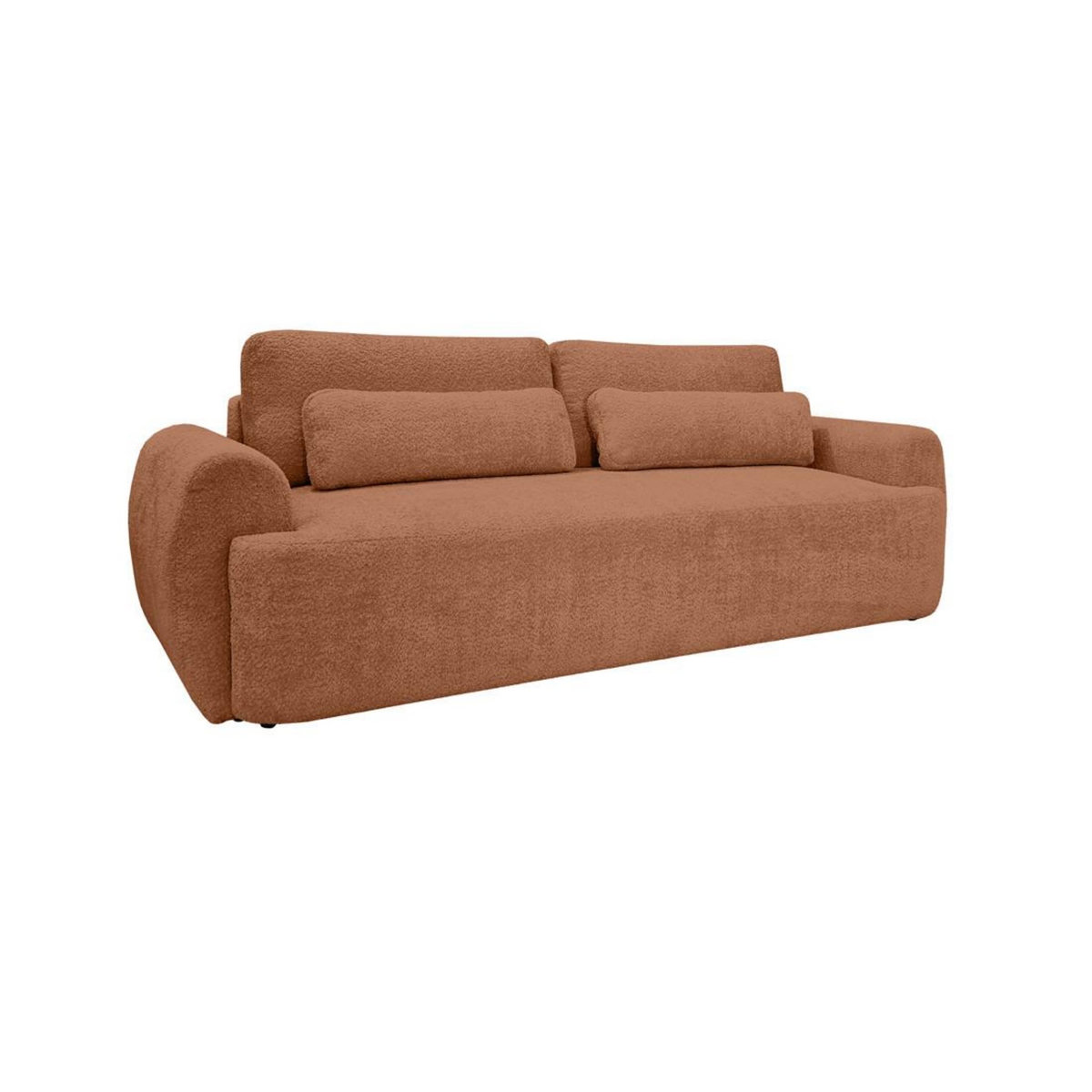 BEST MOBILIER Mahina - canapé droit 3 places - convertible avec coffre - en tissu bouclette