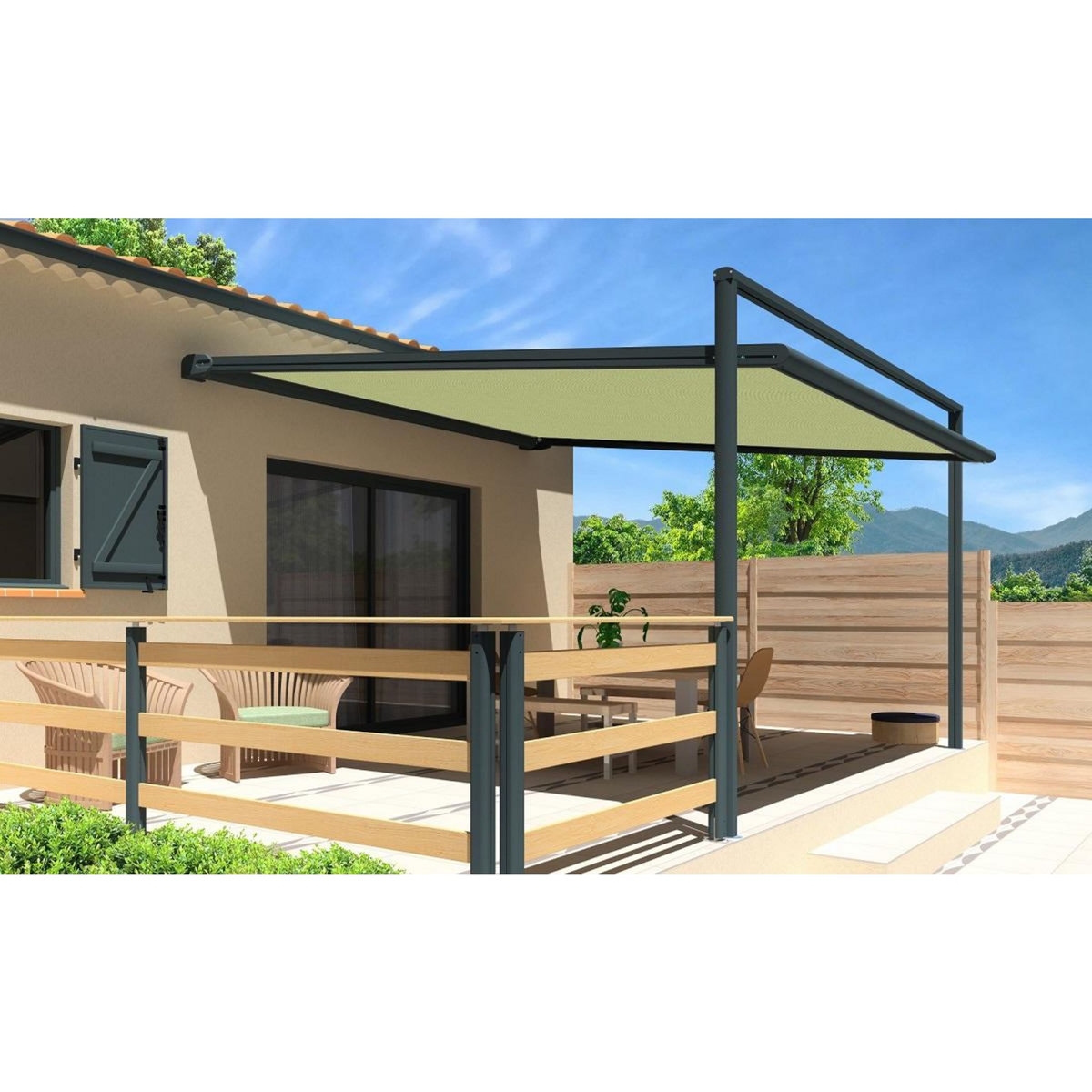 SUNSTYL Pergola gris anthracite motorisée 3x3x2,5m MELODIE
