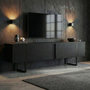 Voir la diapositive 2 : Habitat et Jardin Meuble TV en bois  Onera  - 180 x 30 x 50 cm - Bois Noir / Noir