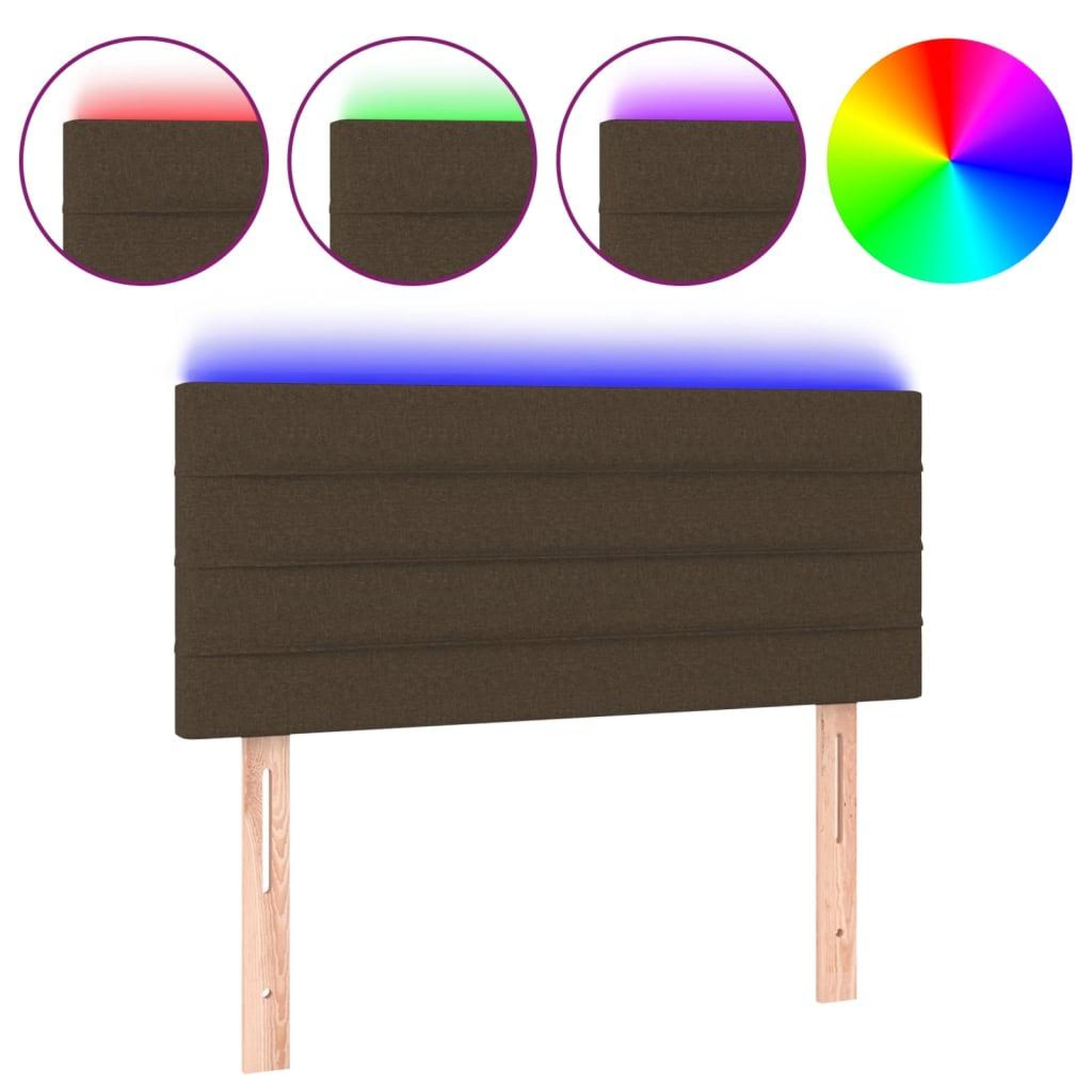 Voir la diapositive 2 : VIDAXL Tete de lit a LED Marron Fonce 100x5x78/88 cm Tissu