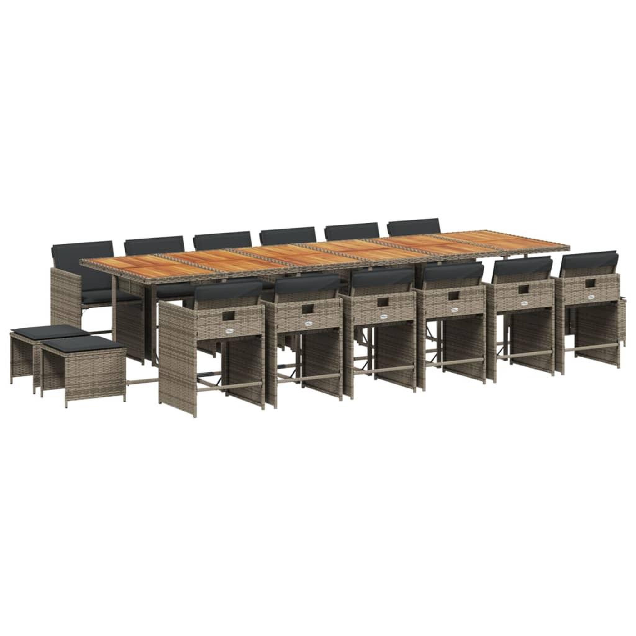 Voir la diapositive 2 : VIDAXL Ensemble a manger de jardin 17 pcs et coussins resine tressee