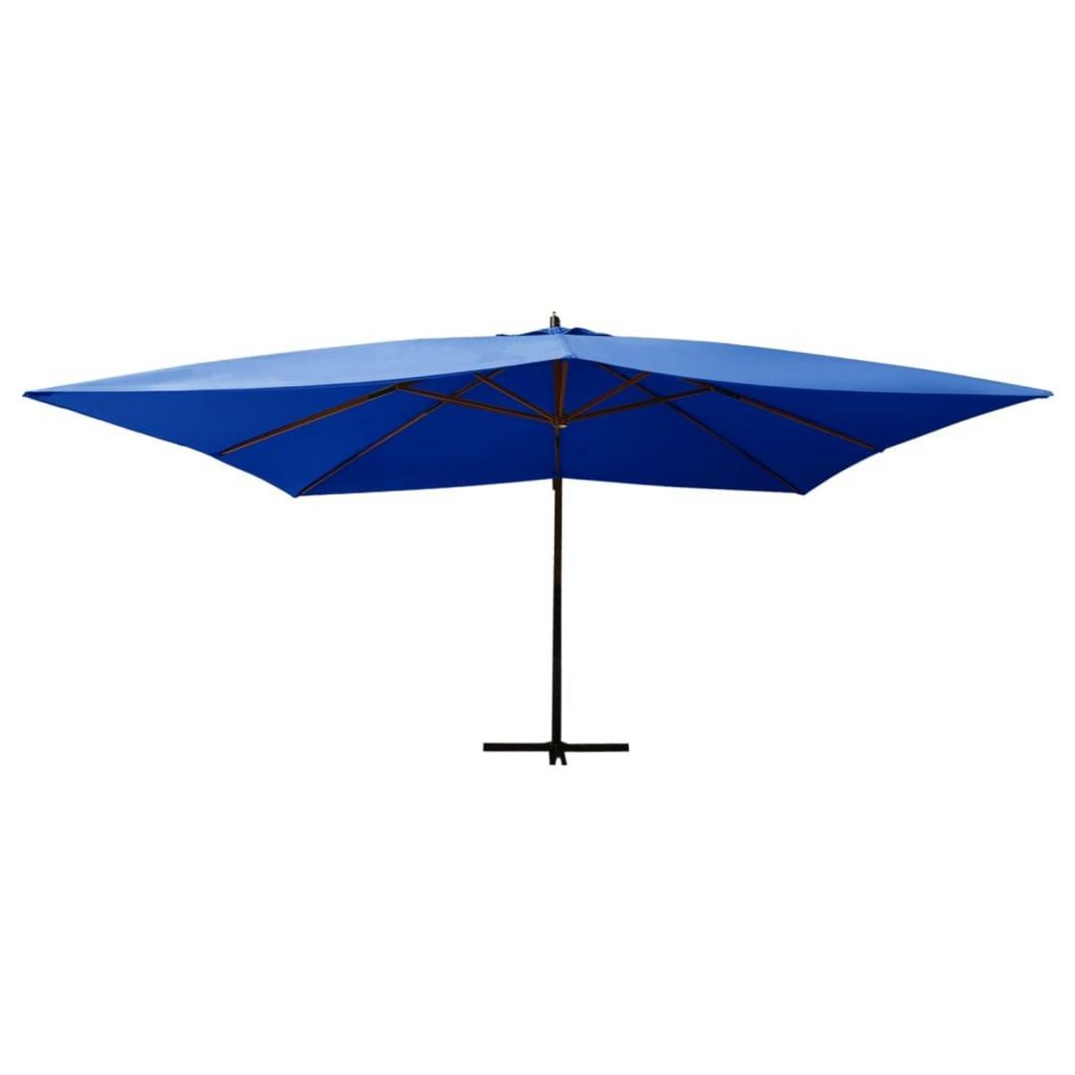 VIDAXL Parasol de jardin en porte-a-faux avec mat en bois bleu azure
