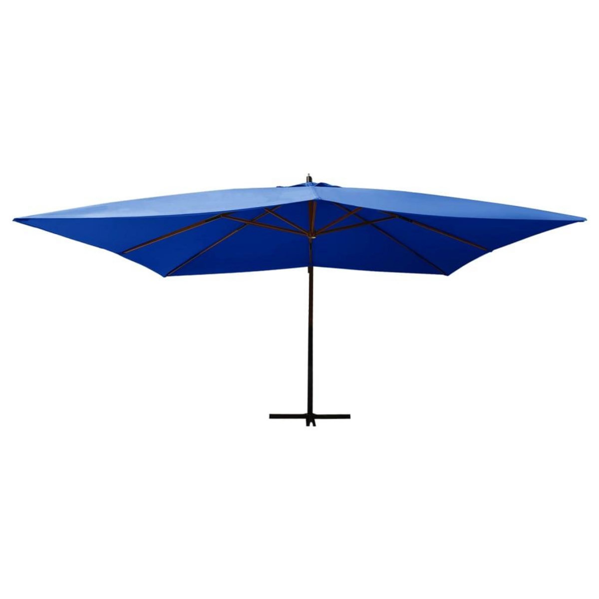 VIDAXL Parasol de jardin en porte-a-faux avec mat en bois bleu azure