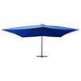 Voir la diapositive 2 : VIDAXL Parasol de jardin en porte-a-faux avec mat en bois bleu azure