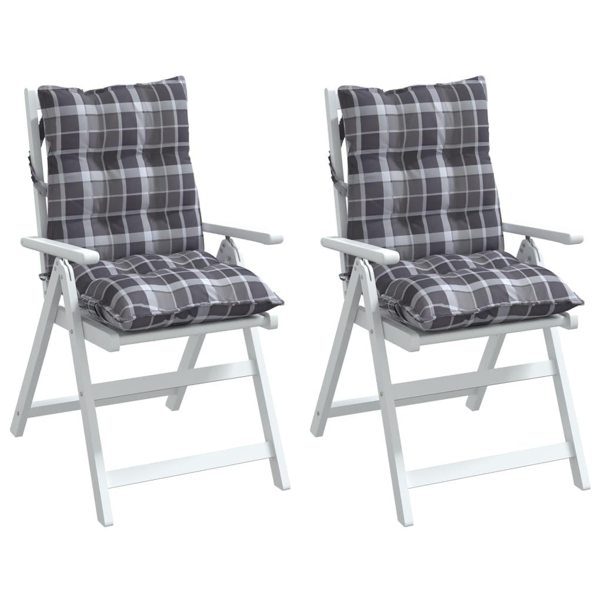 Voir la diapositive 4 : VIDAXL Coussins de chaise a dossier bas lot de 2 motif carreaux gris
