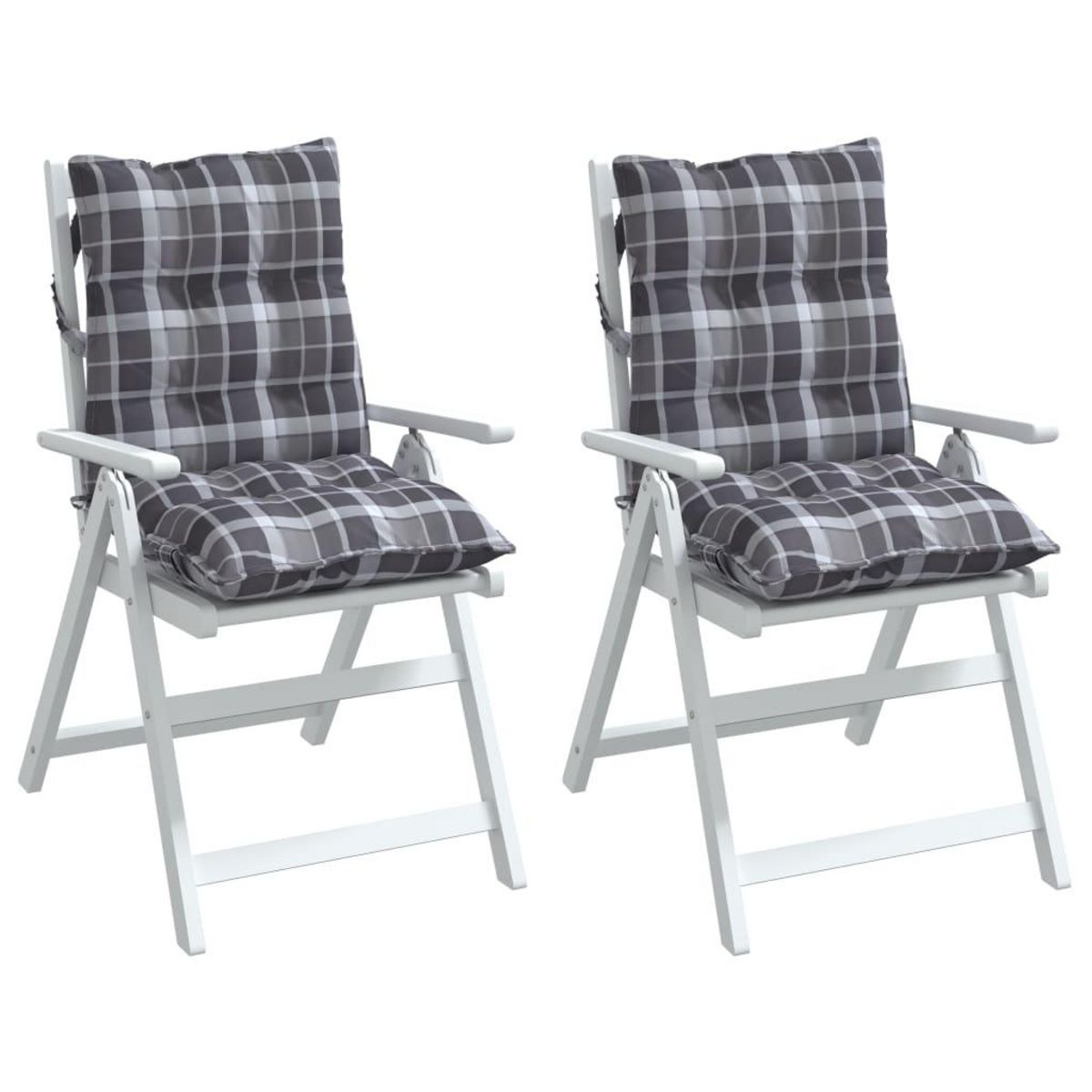 VIDAXL Coussins de chaise a dossier bas lot de 2 motif carreaux gris
