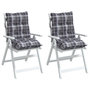 Voir la diapositive 4 : VIDAXL Coussins de chaise a dossier bas lot de 2 motif carreaux gris
