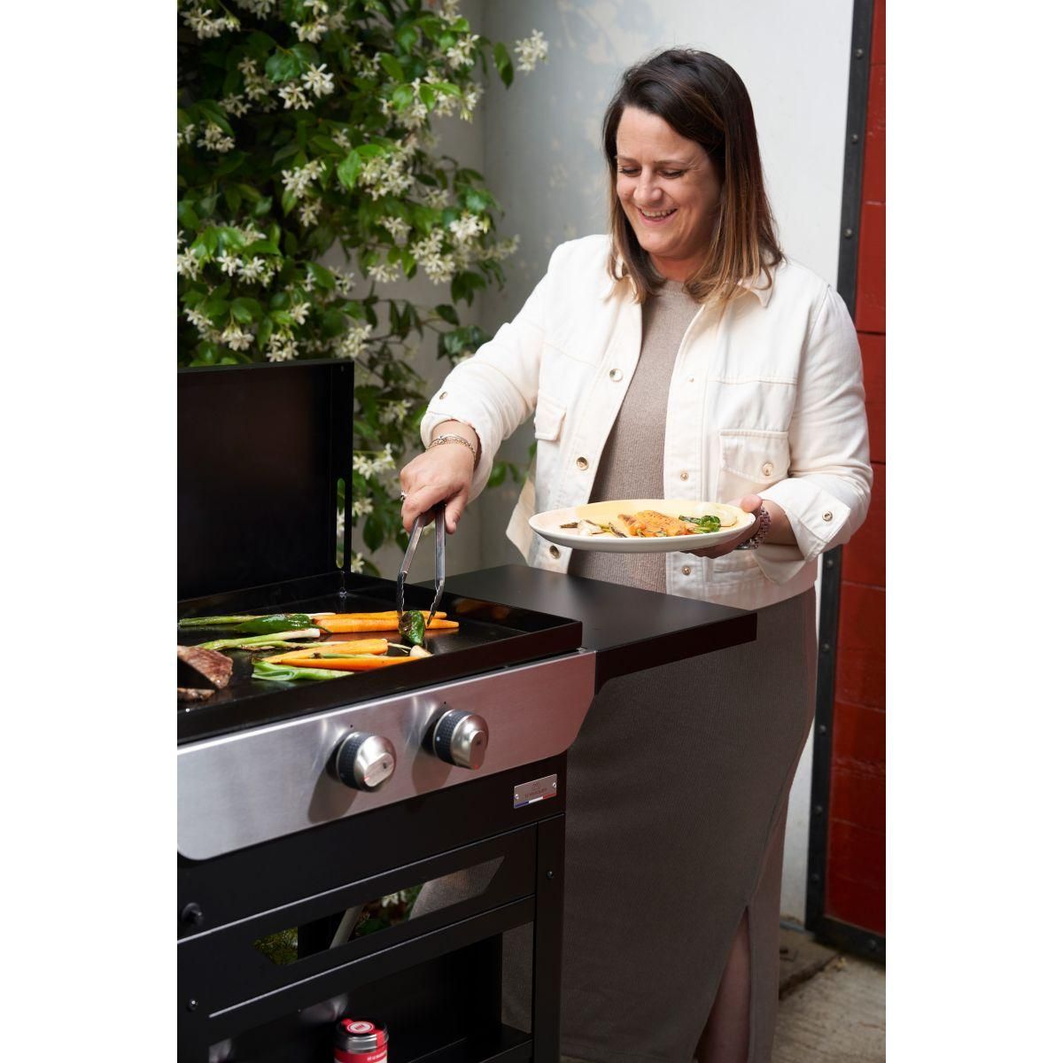 Le marquier Plancha gaz Original 260 duo Edition noir 2 brûleurs sur chariot, 60x40 cm