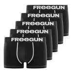 FREEGUN Lot de 5 boxers garçon Uni. Coloris disponibles : Noir