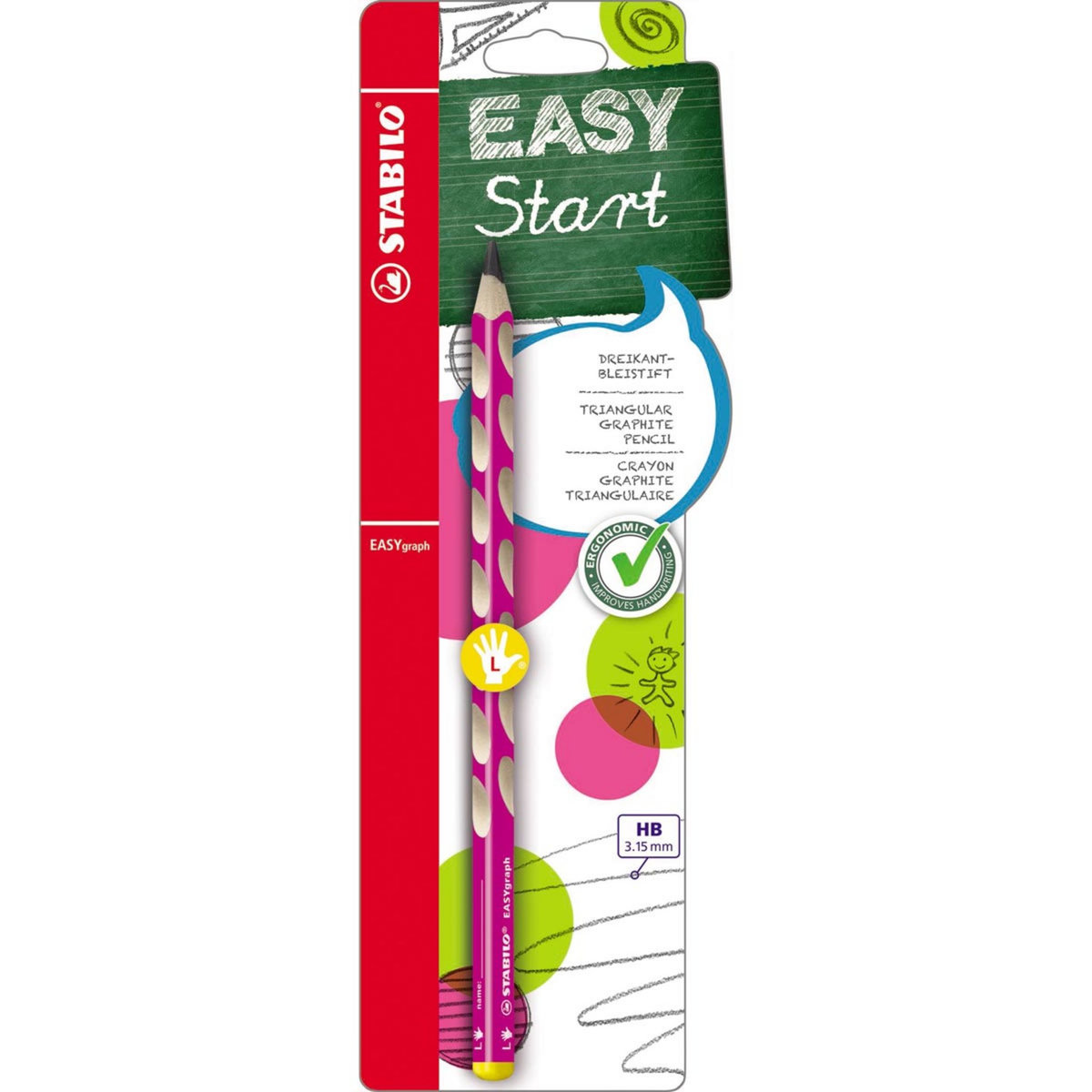 STABILO  Crayon graphite Esay Graph HB spécial gaucher rose