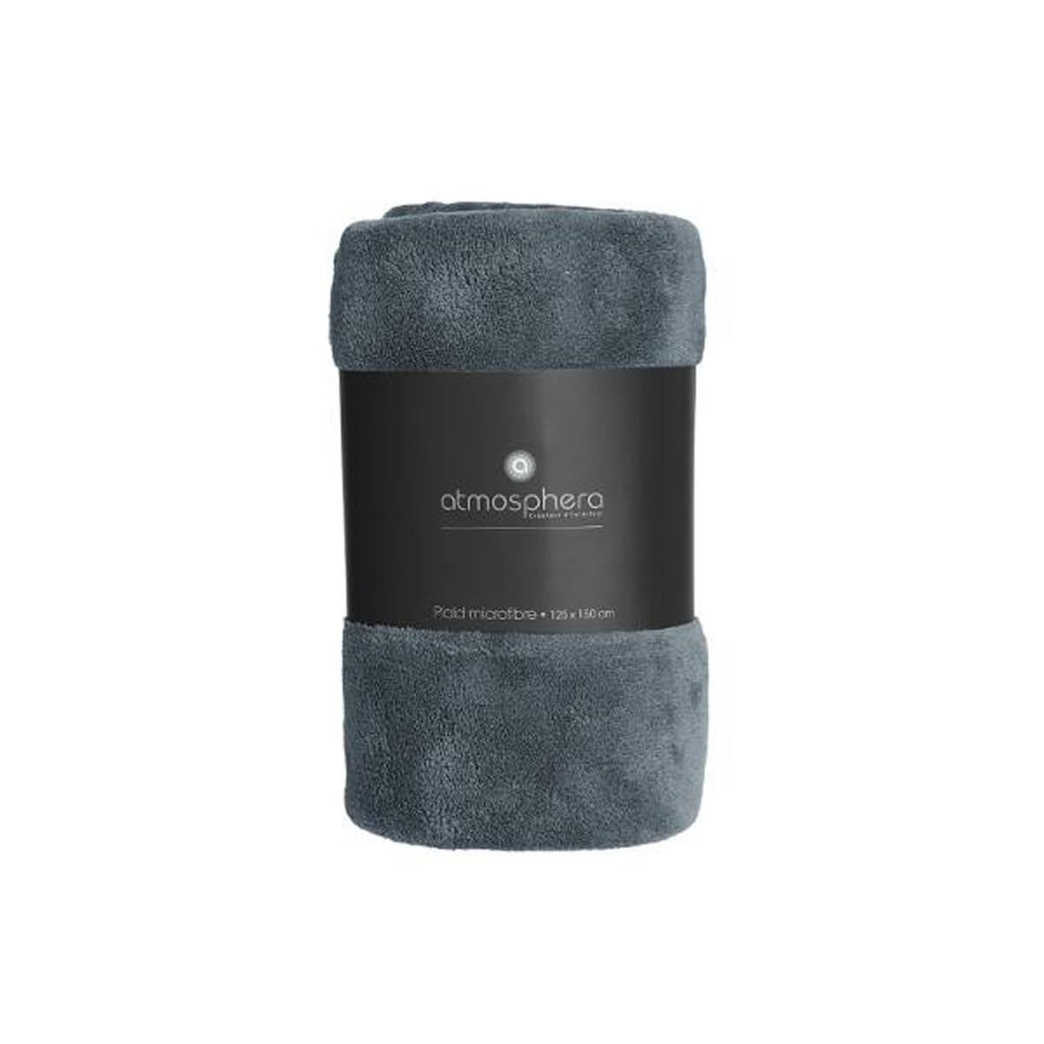 Voir la diapositive 3 : ATMOSPHERA Plaid polaire  microfibre  125x150cm bleu orage