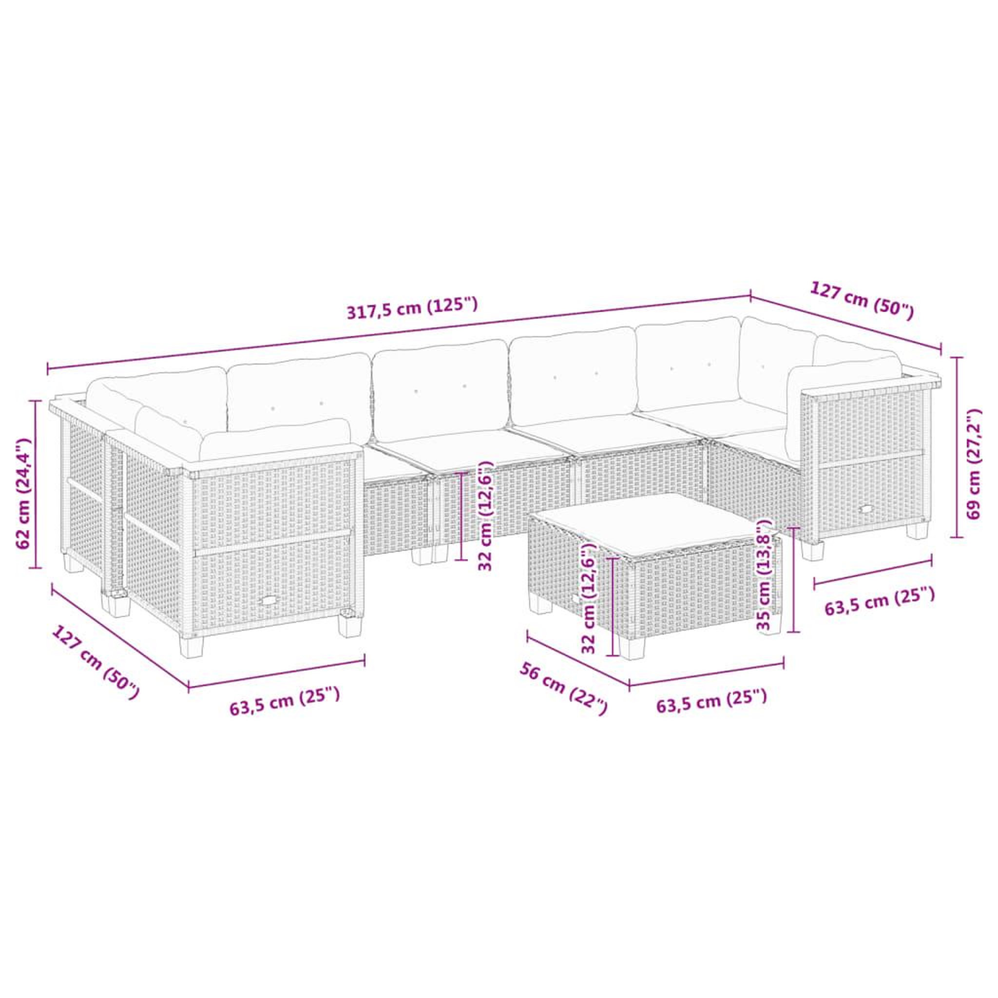Voir la diapositive 6 : VIDAXL Salon de jardin 8 pcs avec coussins noir resine tressee