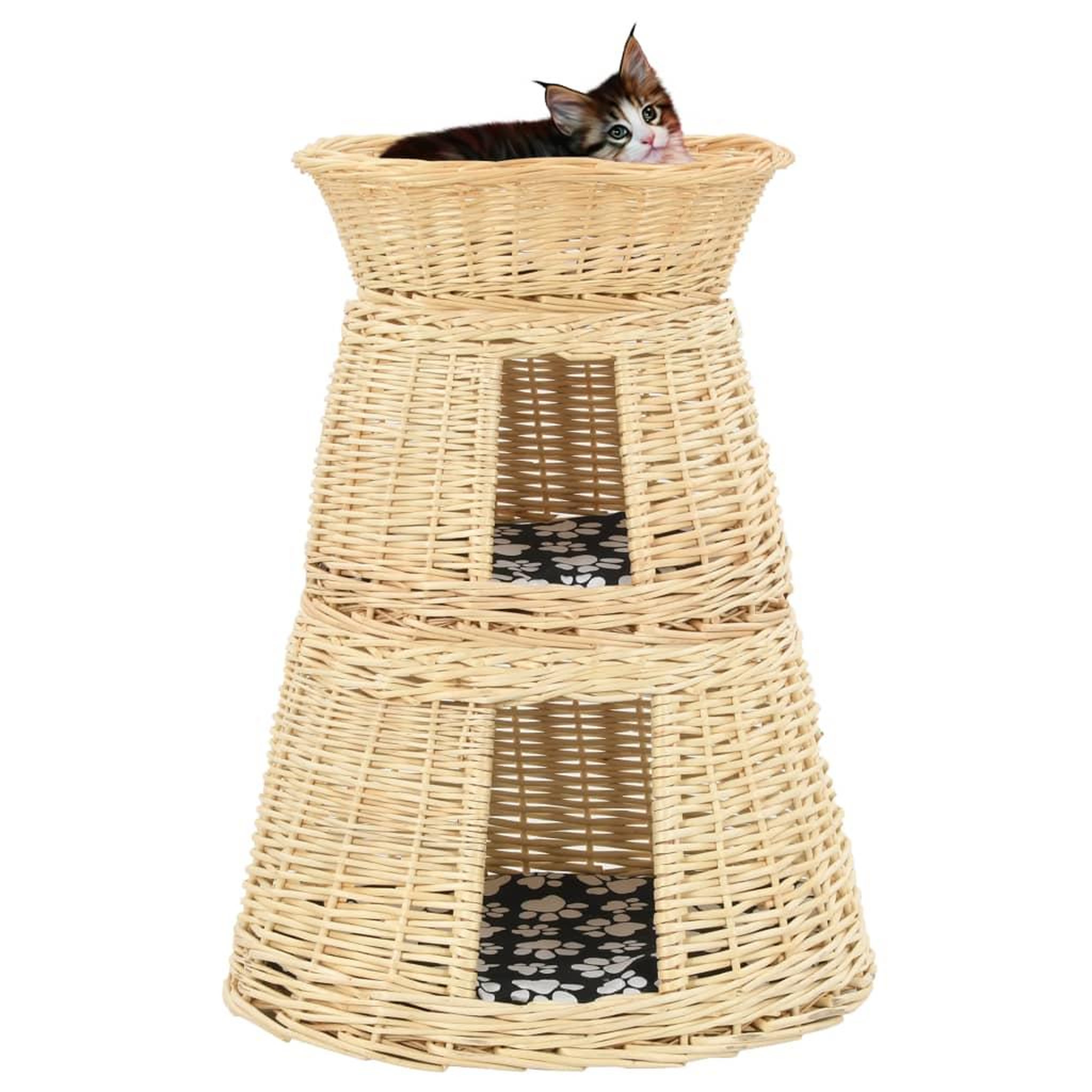 Voir la diapositive 1 : VIDAXL Ensemble de panier pour chats 3 pcs avec coussins 47x34x60 cm