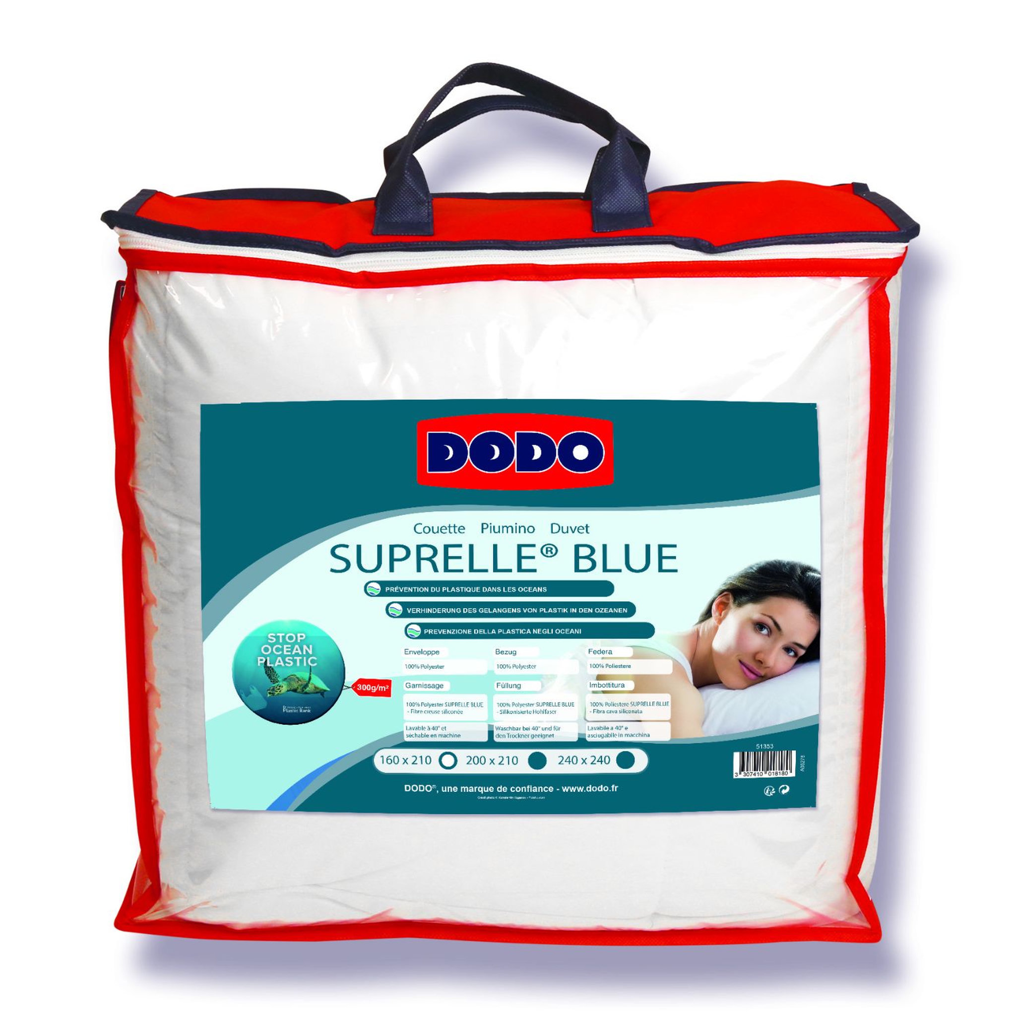 Voir la diapositive 1 : DODO Couette Tempérée SUPRELLE BLUE 300 g/m²