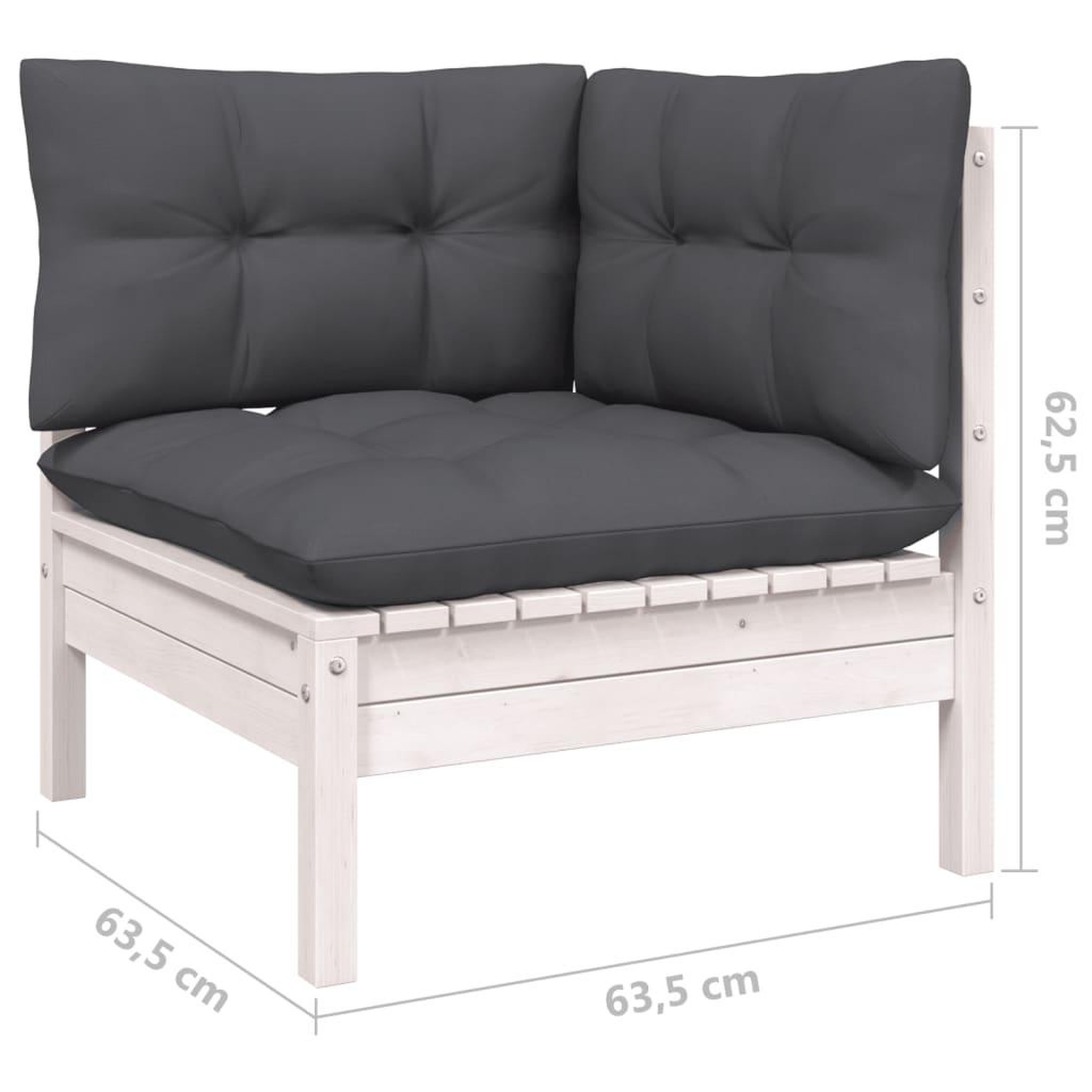 Voir la diapositive 6 : VIDAXL Salon de jardin 3 pcs avec coussins Blanc Bois de pin massif