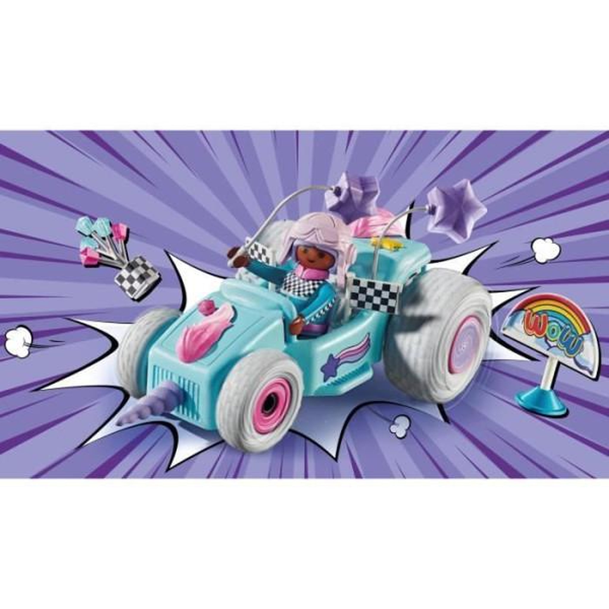 Voir la diapositive 2 : PLAYMOBIL PLAYMOBIL 71635 Jeune fille licorne et kart, Funstars, 46 pieces, des 4 ans