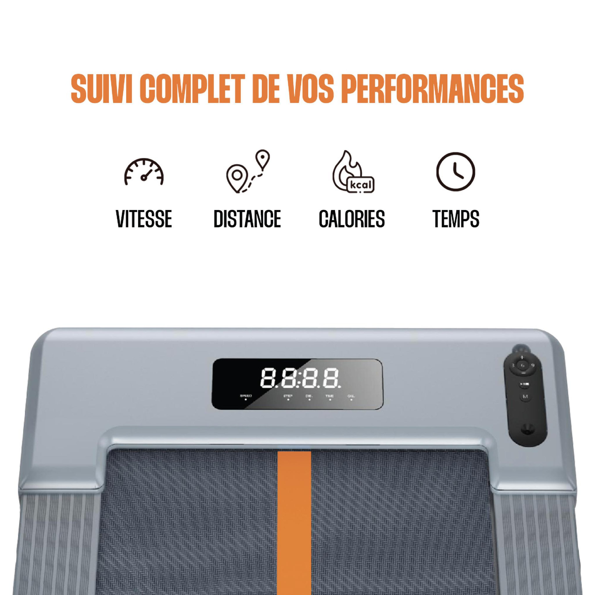 Voir la diapositive 6 : Storex Tapis de marche pulster pliable – 1 à 8 km/h, inclinaison 6°, écran led, compact 11,2 cm, télécommande & support smartphone
