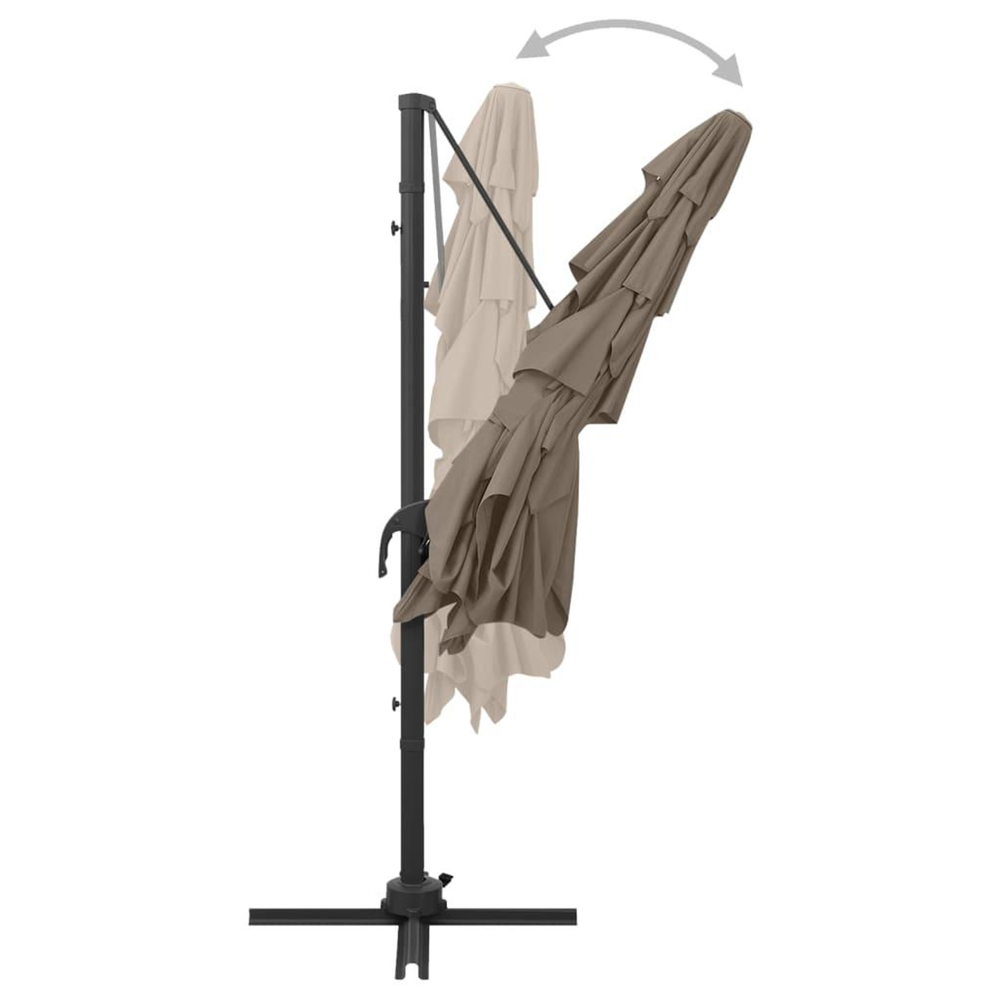 Voir la diapositive 5 : VIDAXL Parasol de jardin a 4 niveaux avec mat en aluminium taupe