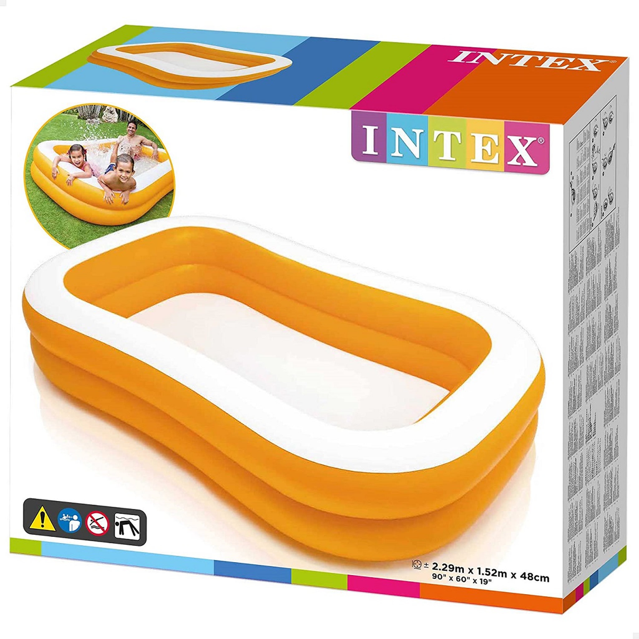 Voir la diapositive 3 : INTEX Piscine Gonflable Rectangulaire Abricot