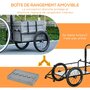 HOMCOM Remorque chariot à vélo avec coffre de rangement amovible pliable 65L