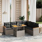 VIDAXL Salon de jardin avec coussins 7 pcs gris resine tressee