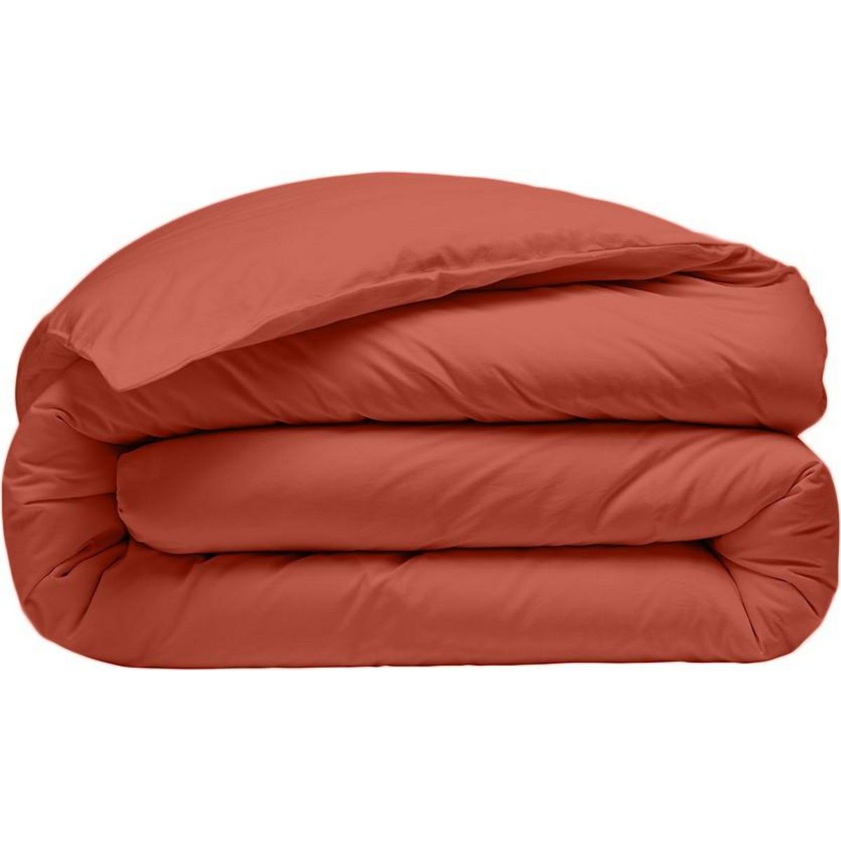 BATON ROUGE Housse de couette 100% percale de coton lavé 80fils/cm² - finition bouteille 40cm - terre de sienne