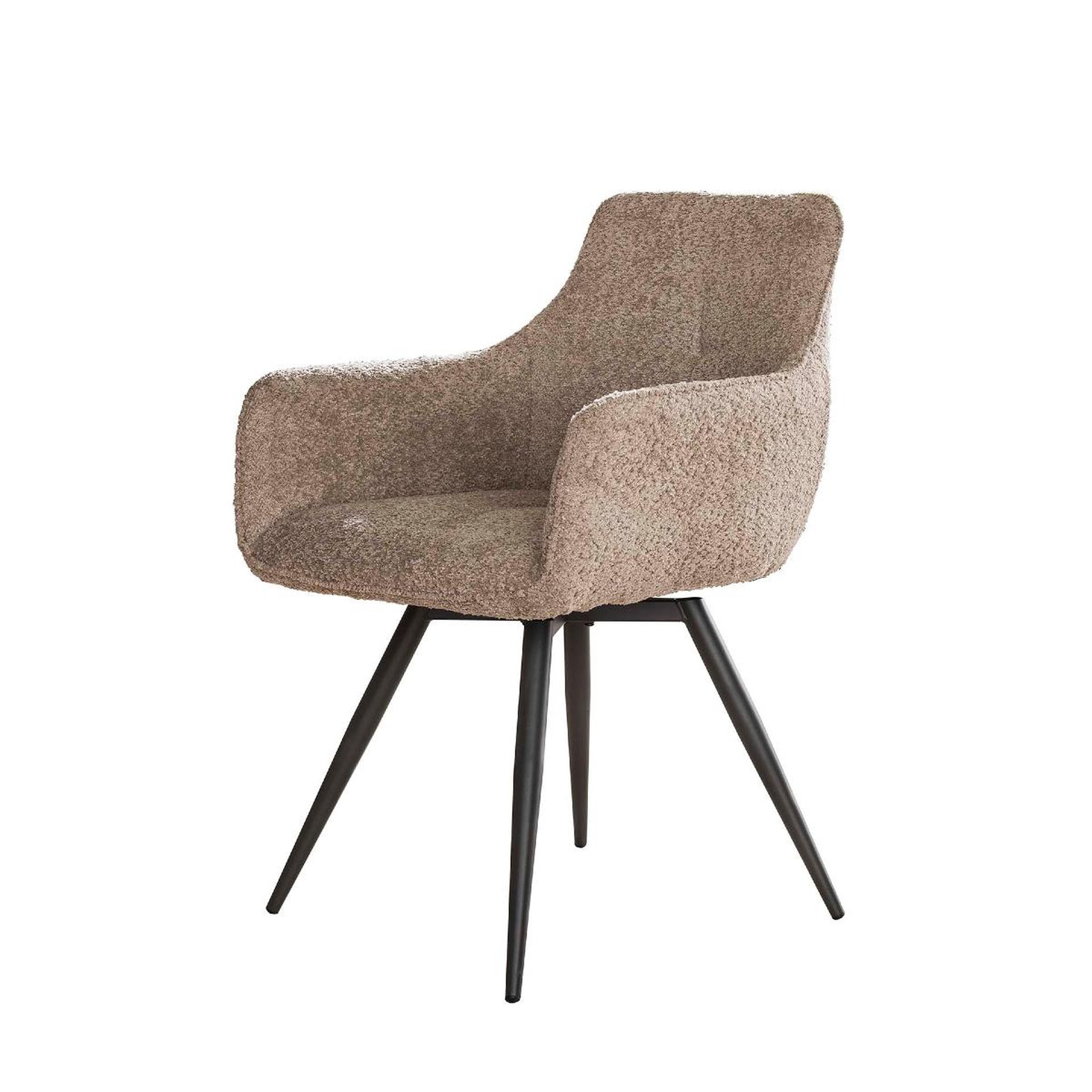 JLC KREATION Chaise pivotante avec accoudoir bouclé sable babcia (lot de 2)