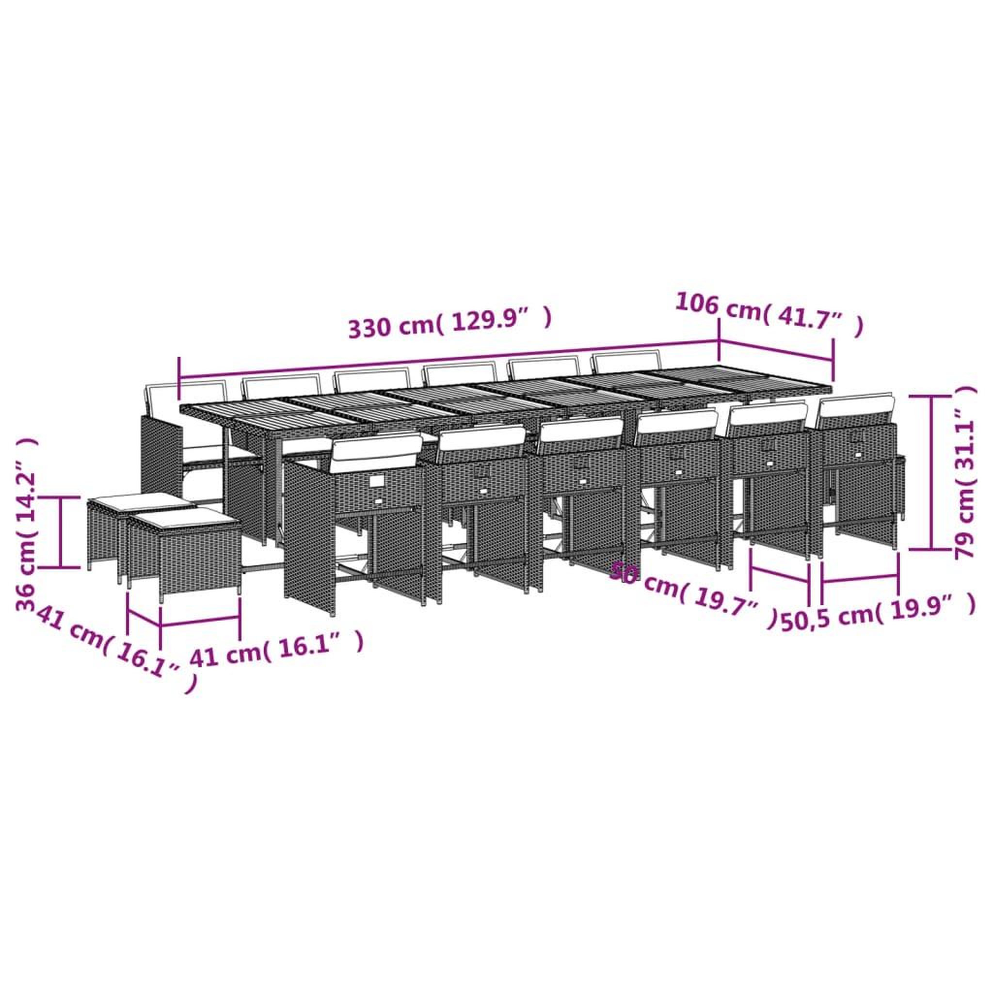 Voir la diapositive 6 : VIDAXL Ensemble a manger de jardin 17 pcs coussins noir resine tressee