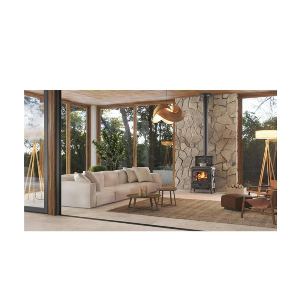 NORDICA EXTRAFLAME Poêle à bois 7.7kw fonte émaillée noir - ISETTACCLEAN