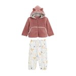 Petit Béguin Ensemble bébé veste en sherpa et pantalon en molleton Bloom. Coloris disponibles : Rose