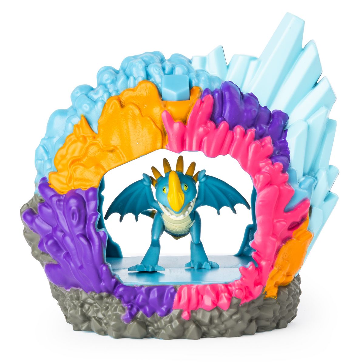 SPIN MASTER Coffret tanière + figurine dragon mystère bioluminescente 5 cm - Dragons 3 Le monde caché