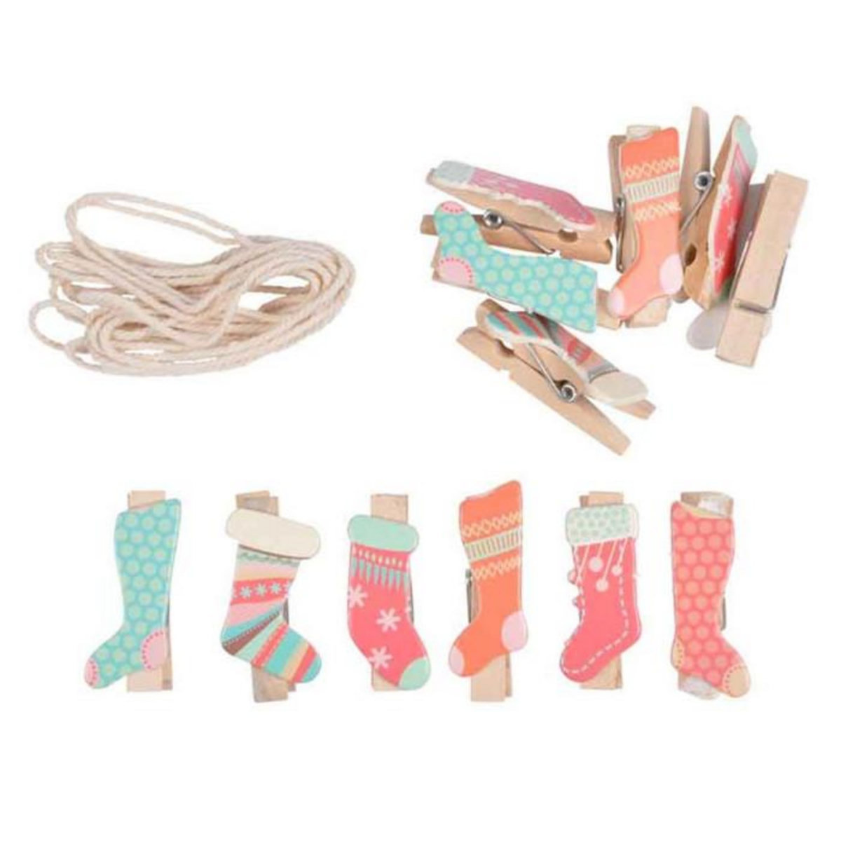 Paris Prix Lot de 12 Pinces  Guirlande de l'Avent  Multicolore