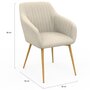 Voir la diapositive 5 : ID MARKET Lot de 2 chaises de salle à manger, fauteuils de table JANY matelassées velours beige pieds effet bois