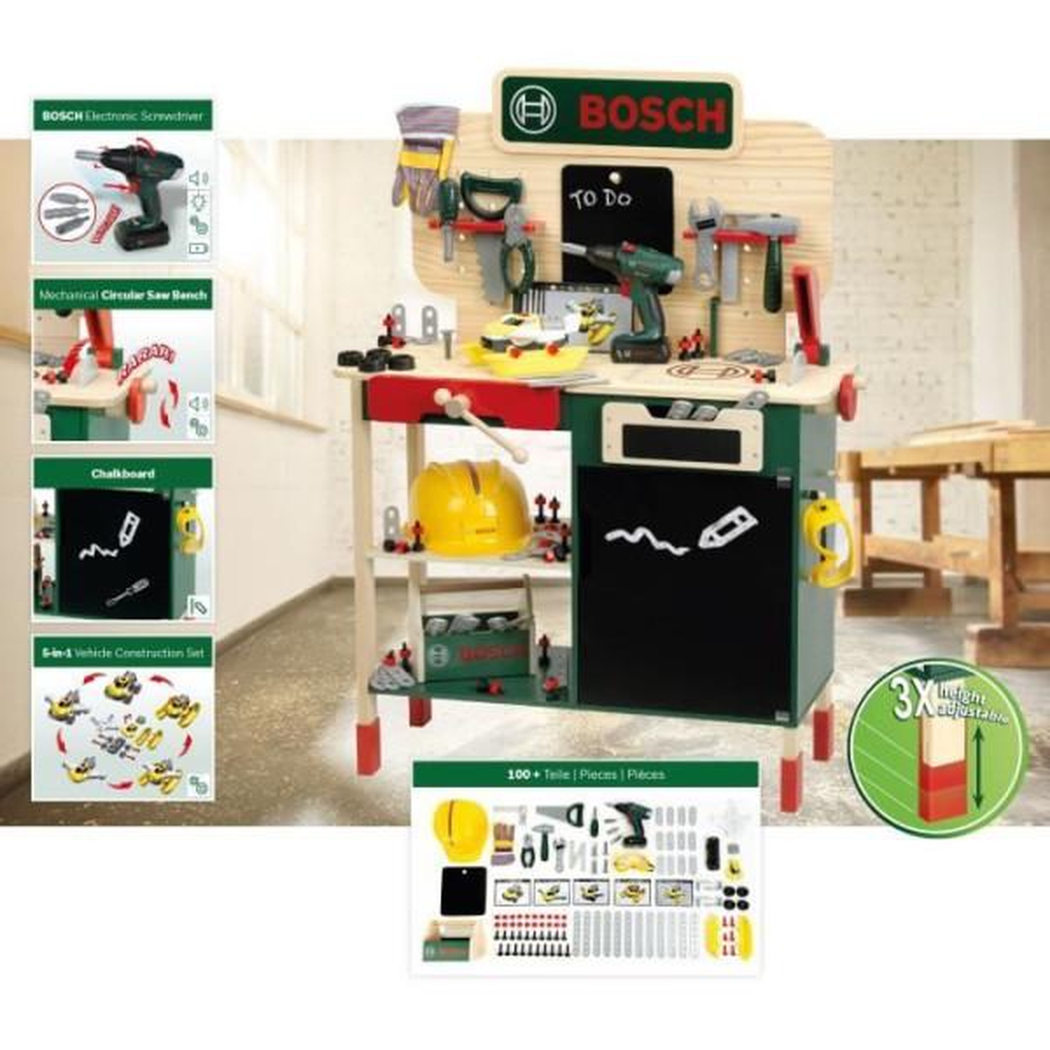 Voir la diapositive 2 : Klein Établi Bosch Klein Toys en bois avec accessoires de bricolage