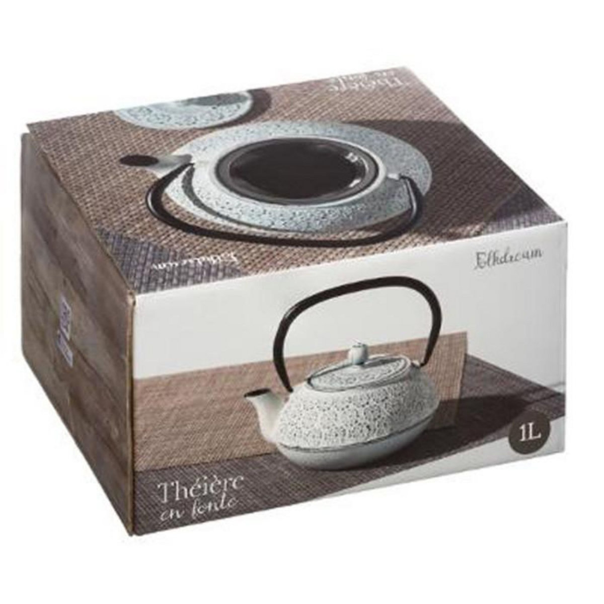 SECRET DE GOURMET Théière en fonte vintage Folk - 1000 ml - Blanc